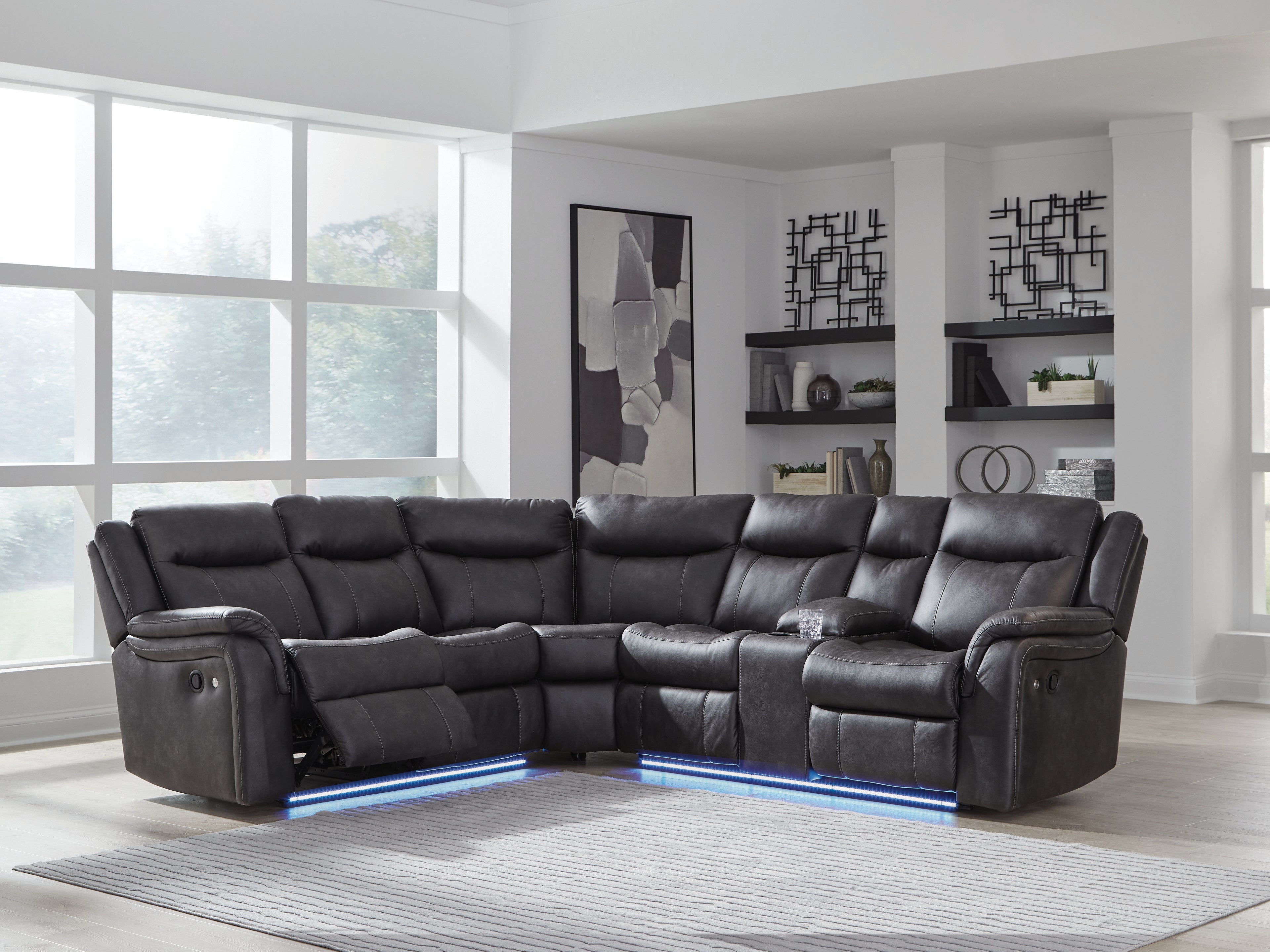 Prime Furniture - Ashley Furniture - Sultan Meadow Sectional - 2-Piece Reclining Sectional / Carbon - PC13001S1