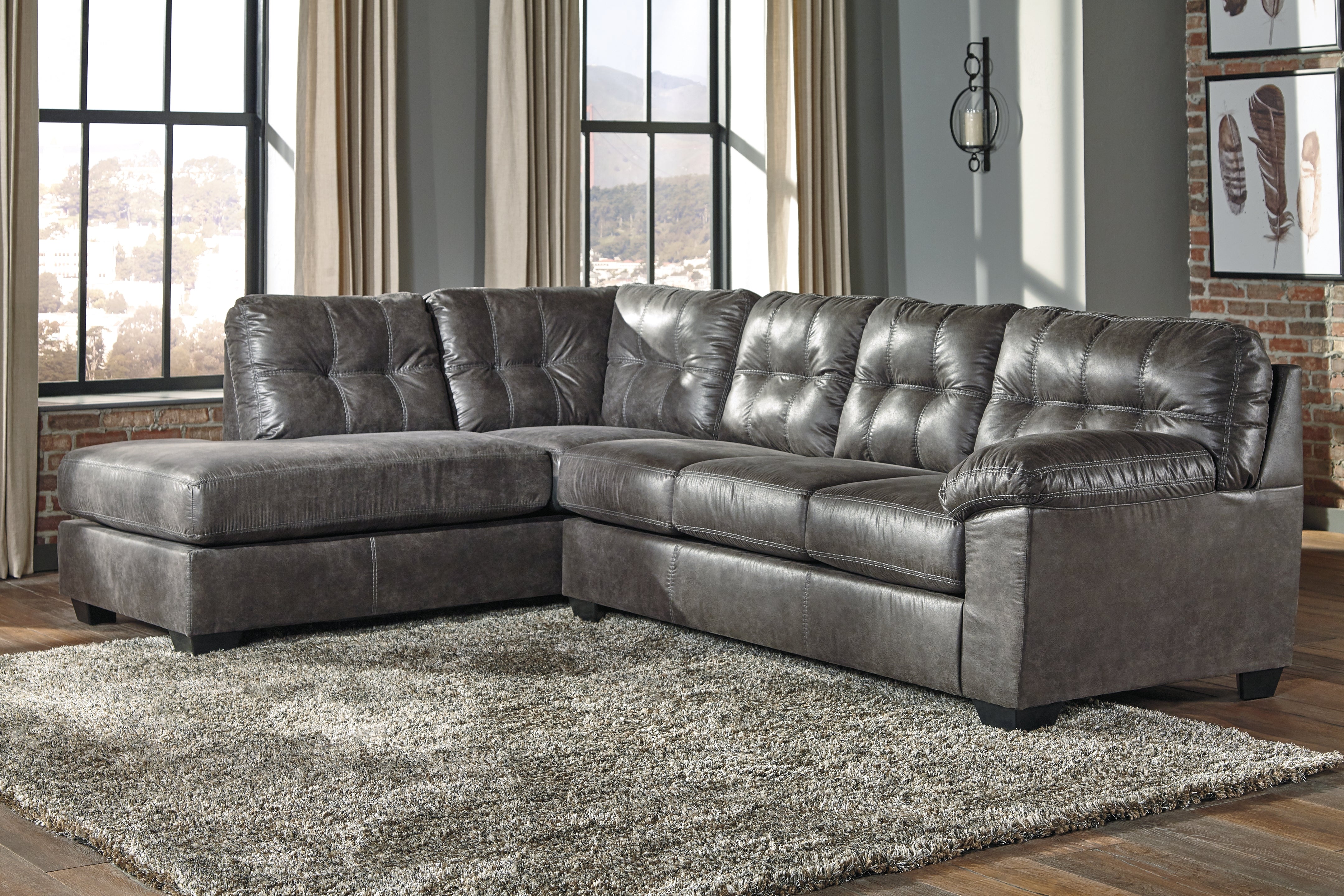 Prime Furniture - Ashley Furniture - Fallston Sectional - RAF 2-Piece Sectional with Chaise / Slate - 17221S1