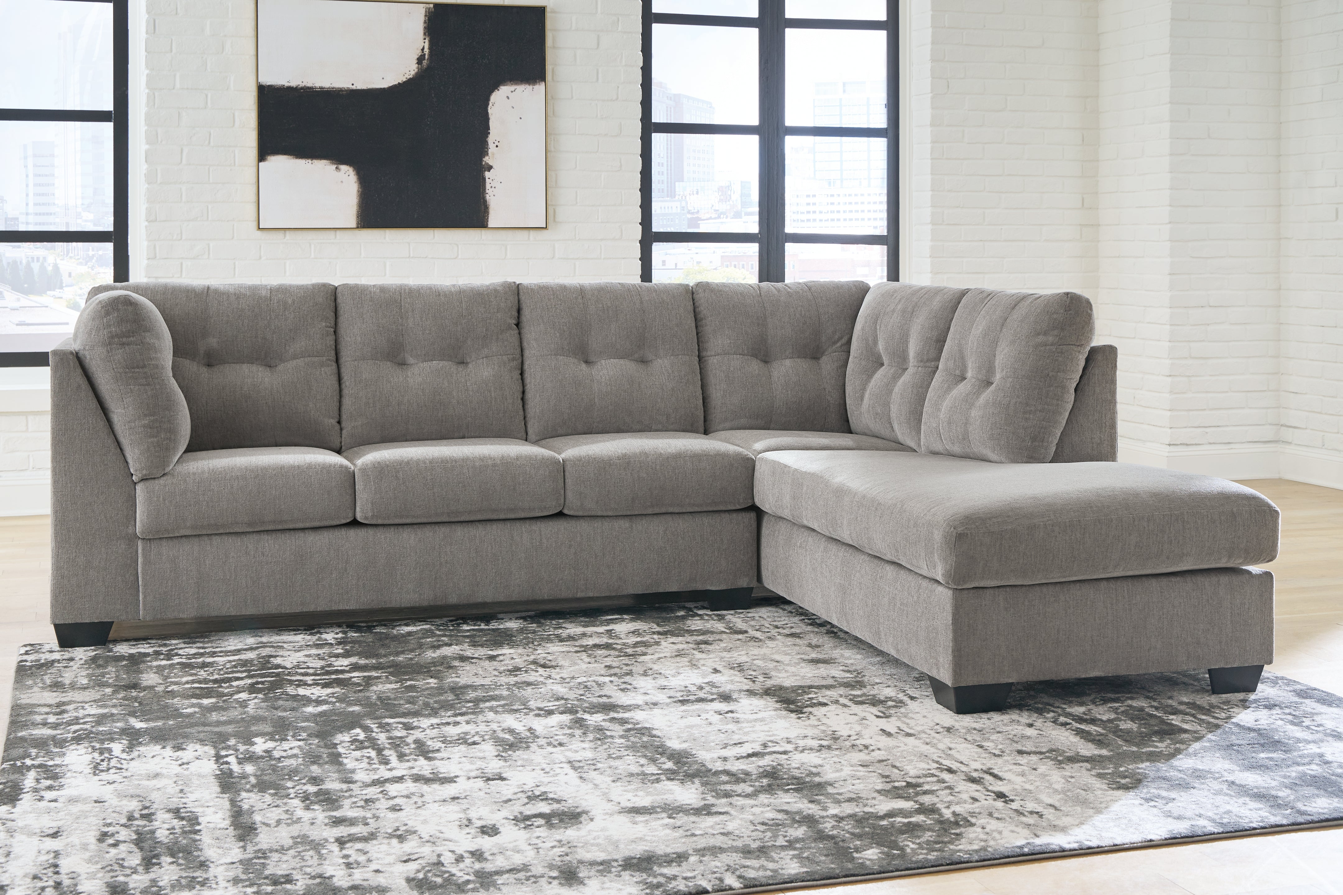 Prime Furniture - Ashley Furniture - Lanelly Sectional - LAF 2-Piece Sectional with Chaise / Alloy - 17504S1
