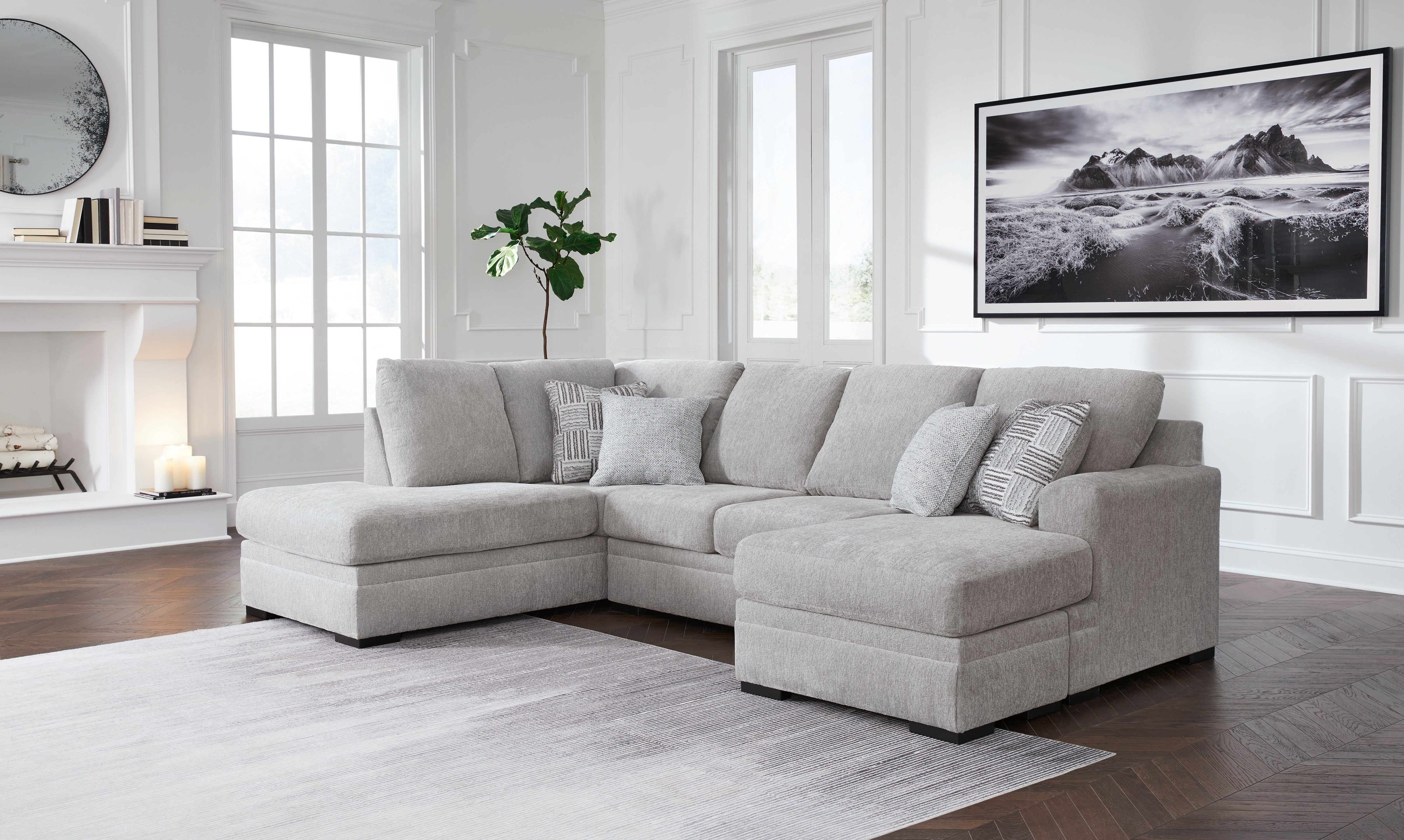 Prime Furniture - Ashley Furniture - Gabyleigh Sectional - RAF 2-Piece Sectional with Chaise / Nickel - 20904S2