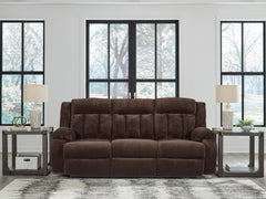 Prime Furniture - Ashley Furniture - Observation Living Room - REC PWR Sofa w/Drop Down Table / Chocolate - PC2140699