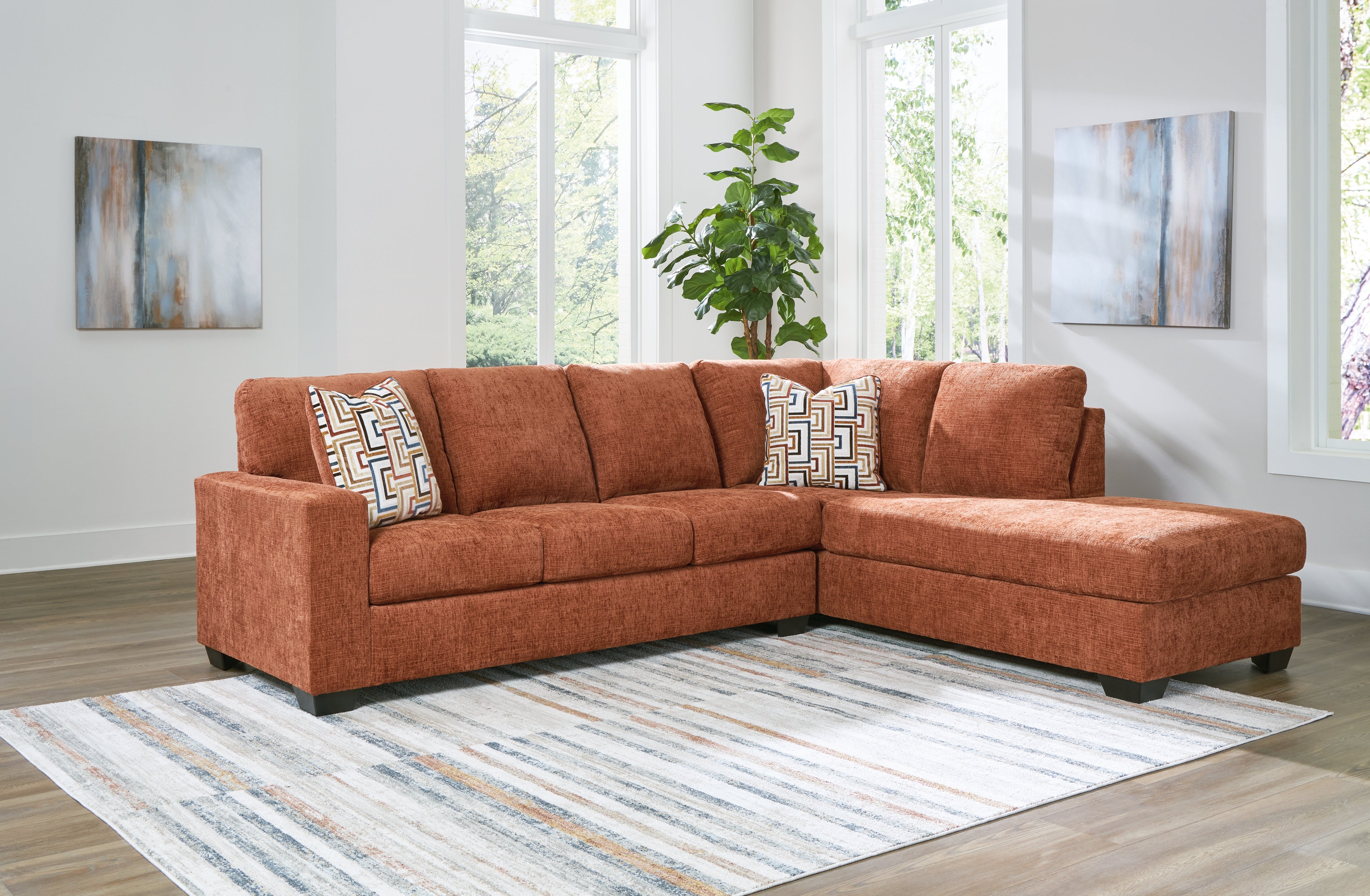 Prime Furniture - Ashley Furniture - Aviemore Sectional - LAF 2-Piece Sectional with Chaise / Ink - 24303S2