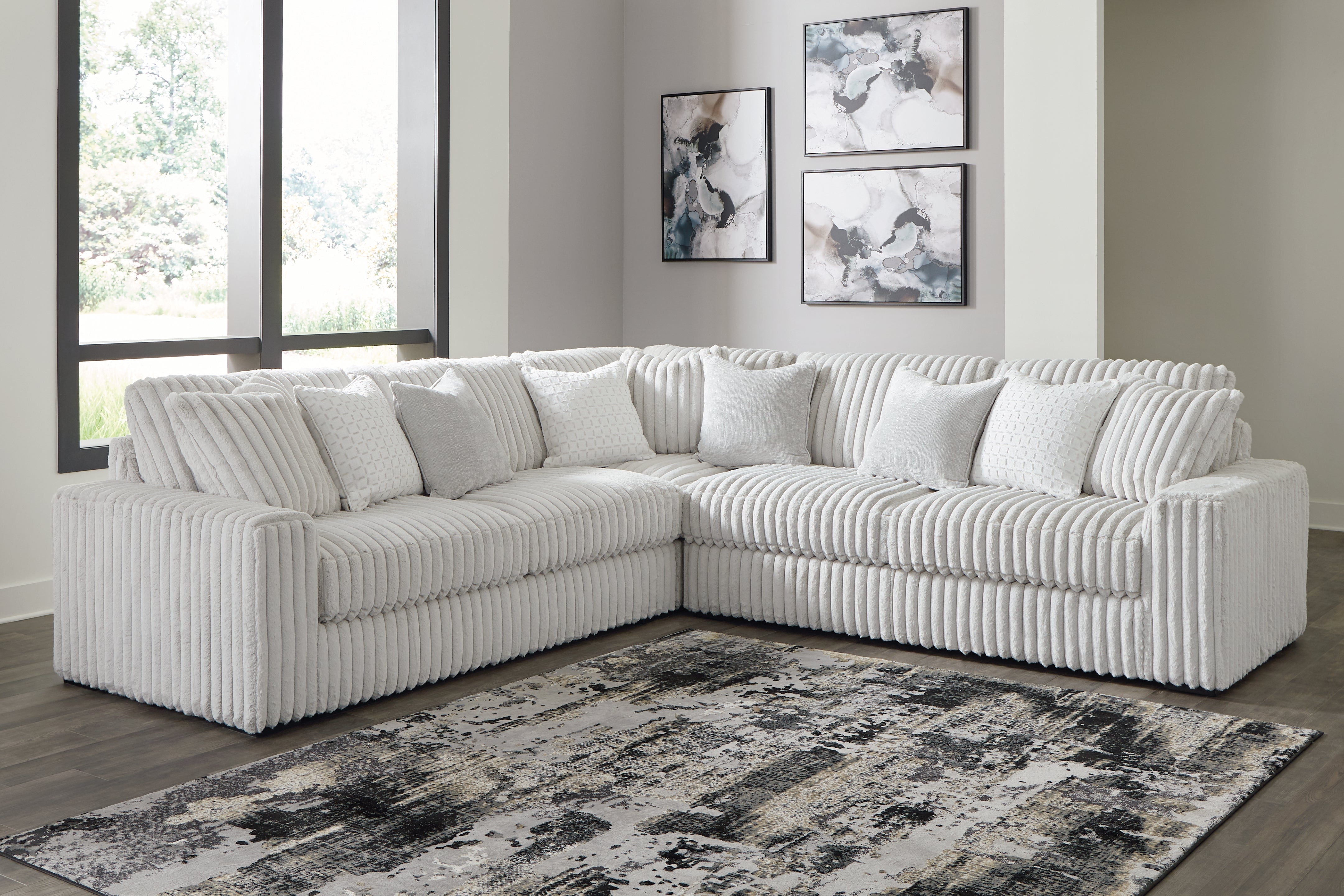 Prime Furniture - Ashley Furniture - Stupendous Sectional - RAF 3-Piece Sectional with Double Chaise / Alloy - 25903S4