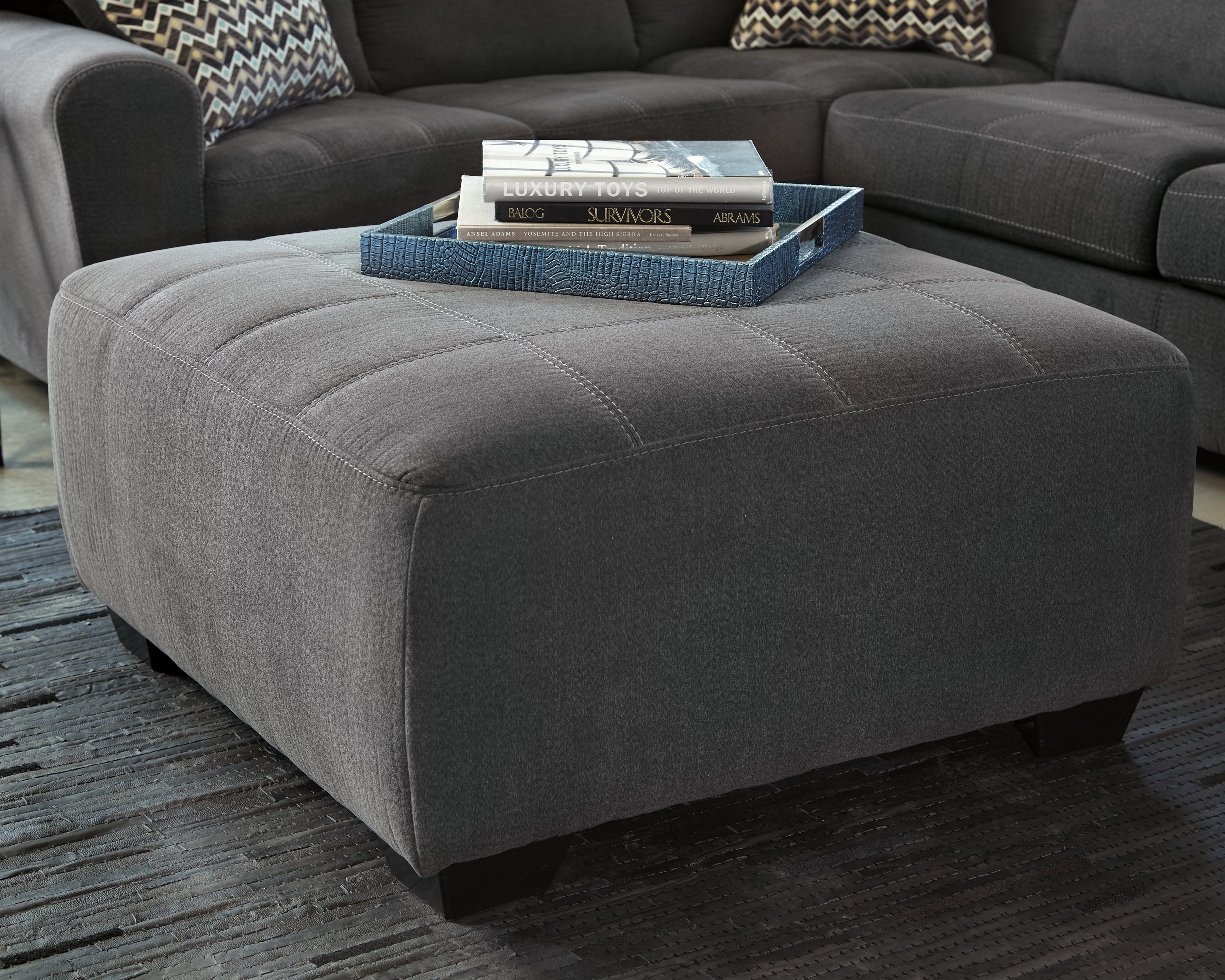 Prime Furniture - Ashley Furniture - Ambee Living Room - Oversized Accent Ottoman / Slate - 2862008