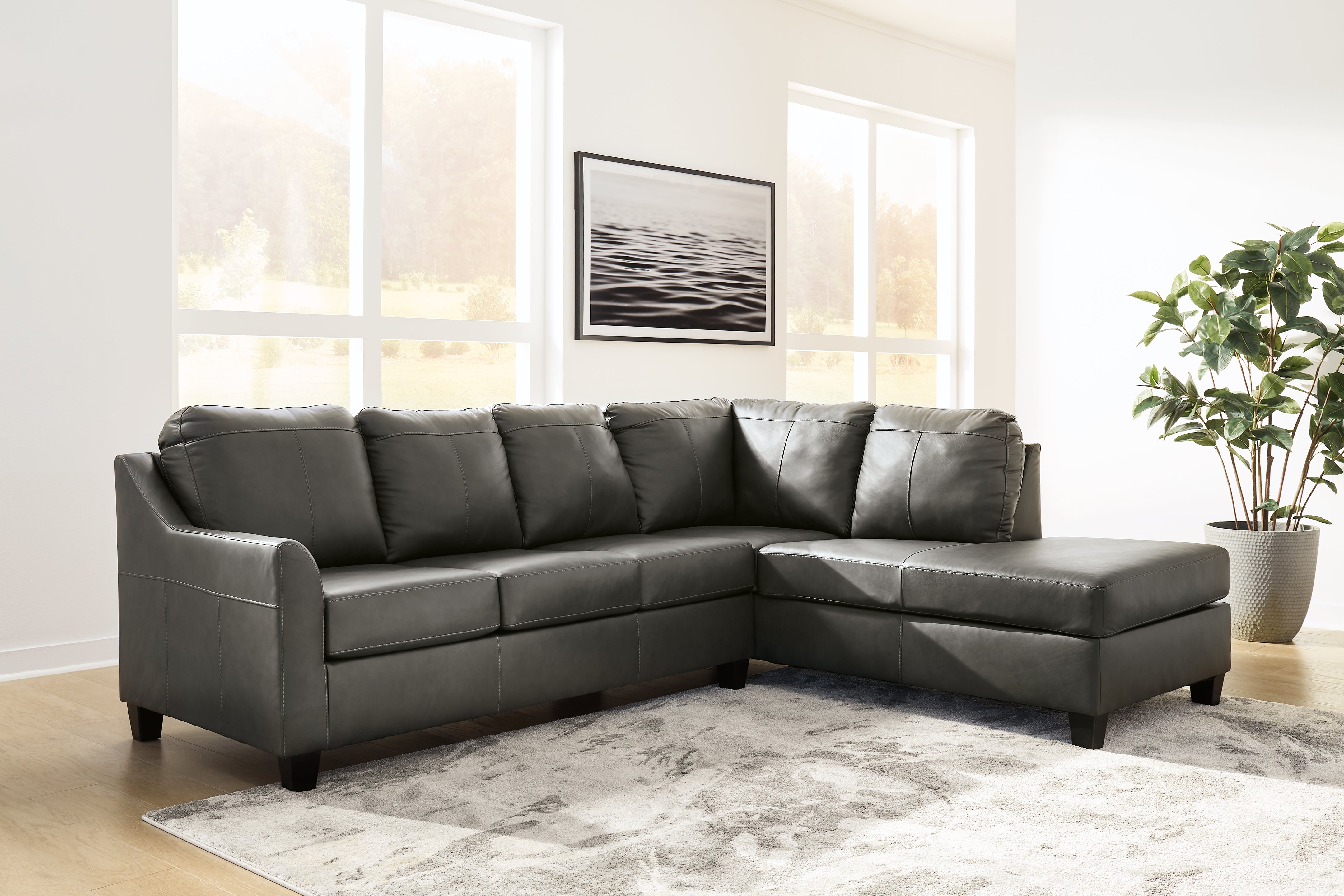 Prime Furniture - Ashley Furniture - Valderno Sectional - LAF 2-Piece Sectional with Chaise / Fog - 47804S1