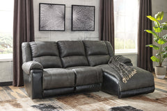 Prime Furniture - Ashley Furniture - Nantahala Sectional - 3-Piece Reclining Sectional with Chaise / Slate - 50301S9