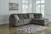 Prime Furniture - Ashley Furniture - Lonoke Sectional - RAF 2-Piece Sectional with Chaise / Gunmetal - 50504S1