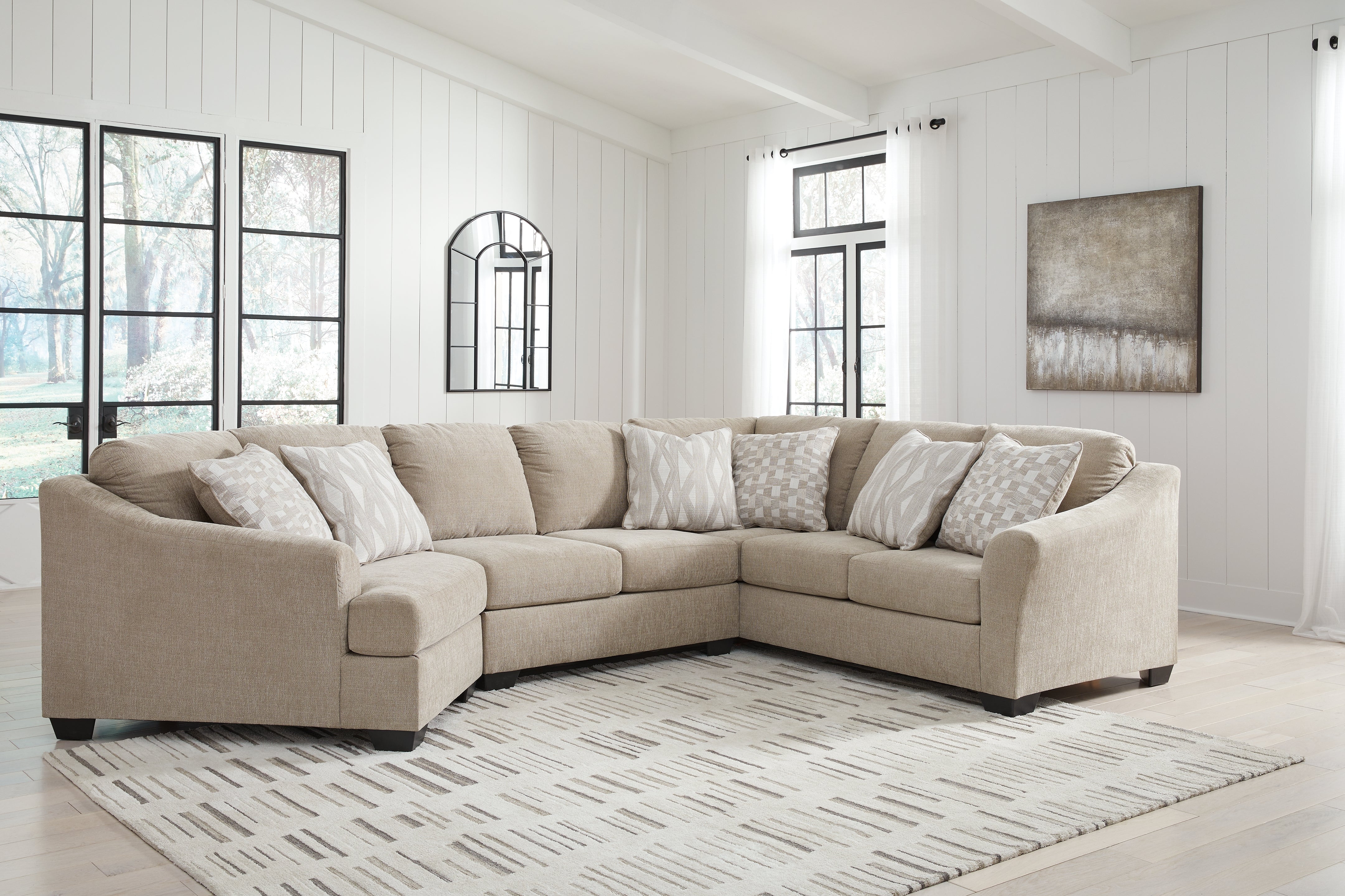 Prime Furniture - Ashley Furniture - Brogan Bay Sectional - LAF 3-Piece Sectional with Cuddler / Cork - 52705S1