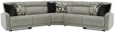Prime Furniture - Ashley Furniture - Colleyville Sectional - 7-Piece Power Reclining Sectional with Chaise / Stone - 54405S32