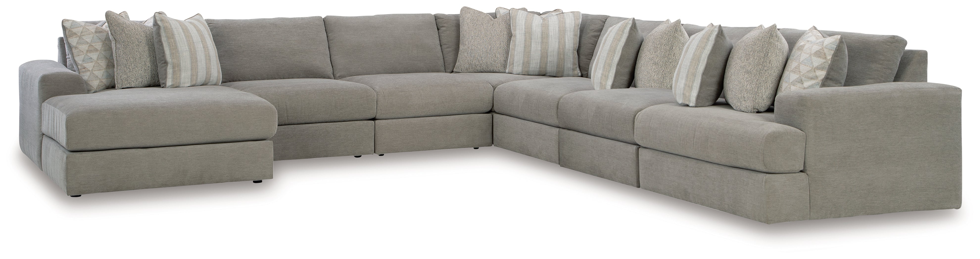Prime Furniture - Ashley Furniture - Avaliyah Sectional - RAF 6-Piece Sectional with Chaise / Ash - 58103S12