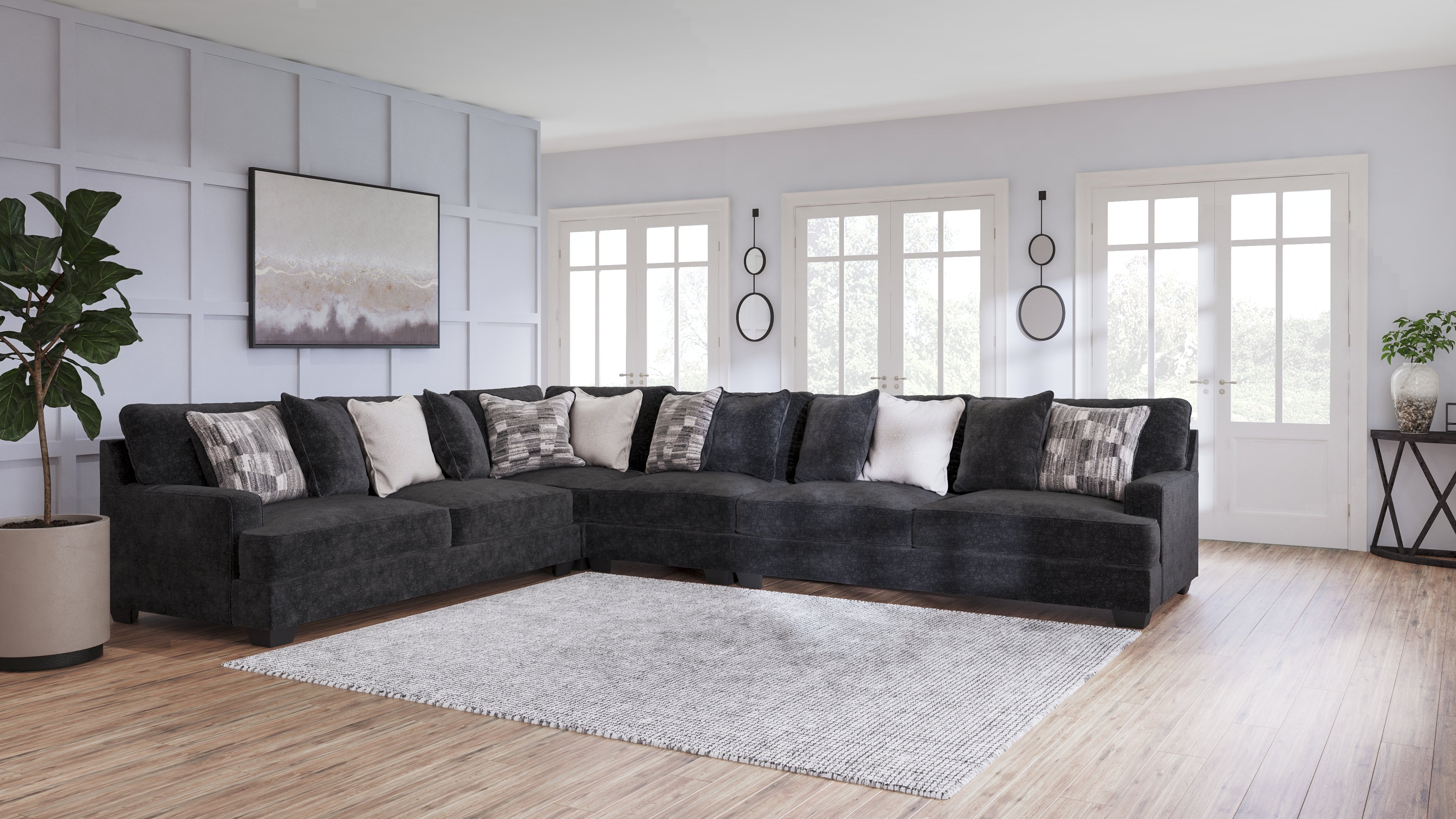 Prime Furniture - Ashley Furniture - Lavernett Sectional - LAF 4-Piece Sectional / Charcoal - 59603S2
