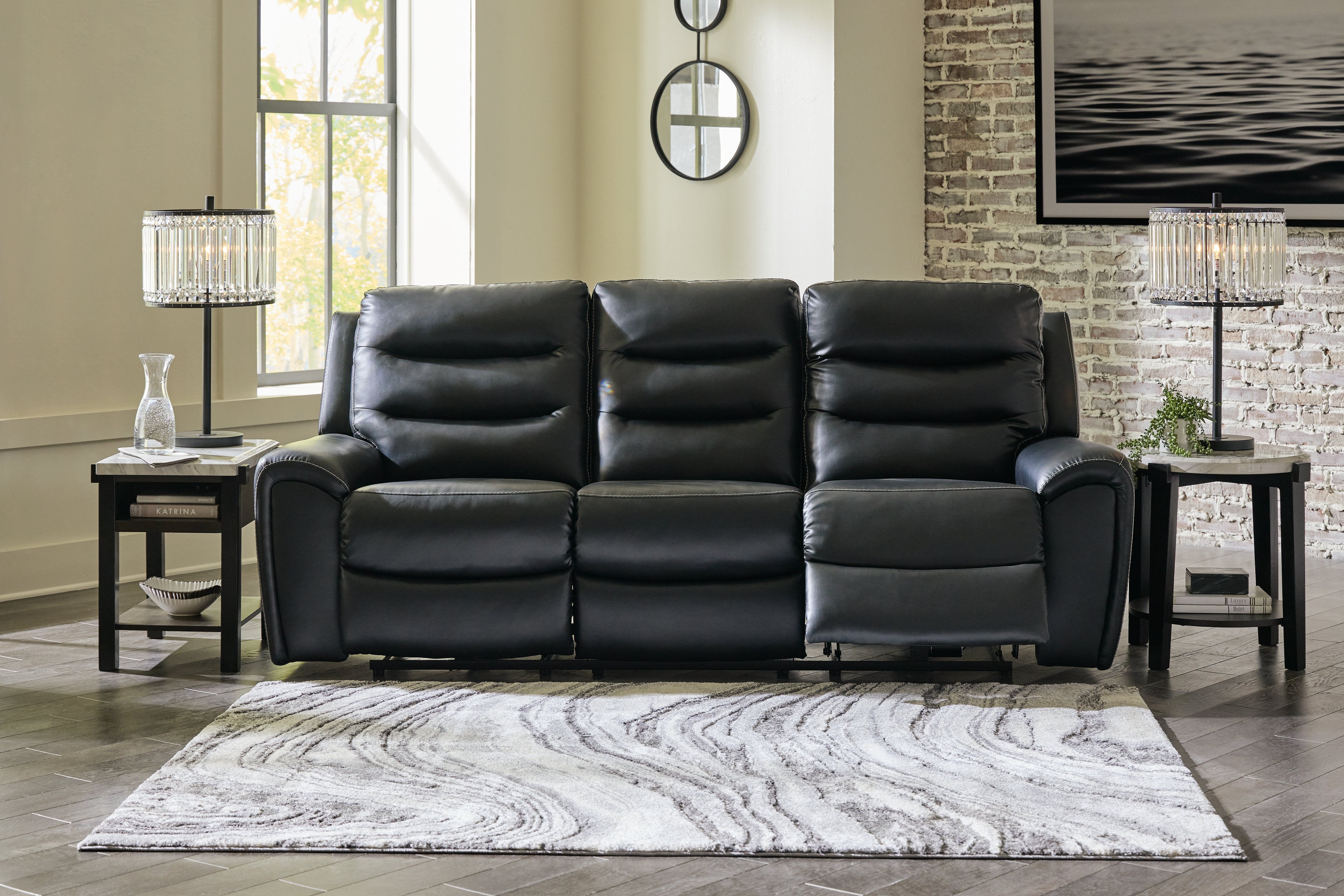 Prime Furniture - Ashley Furniture - Warlin Living Room - PWR Recliner/ADJ Headrest / Black - 6110513