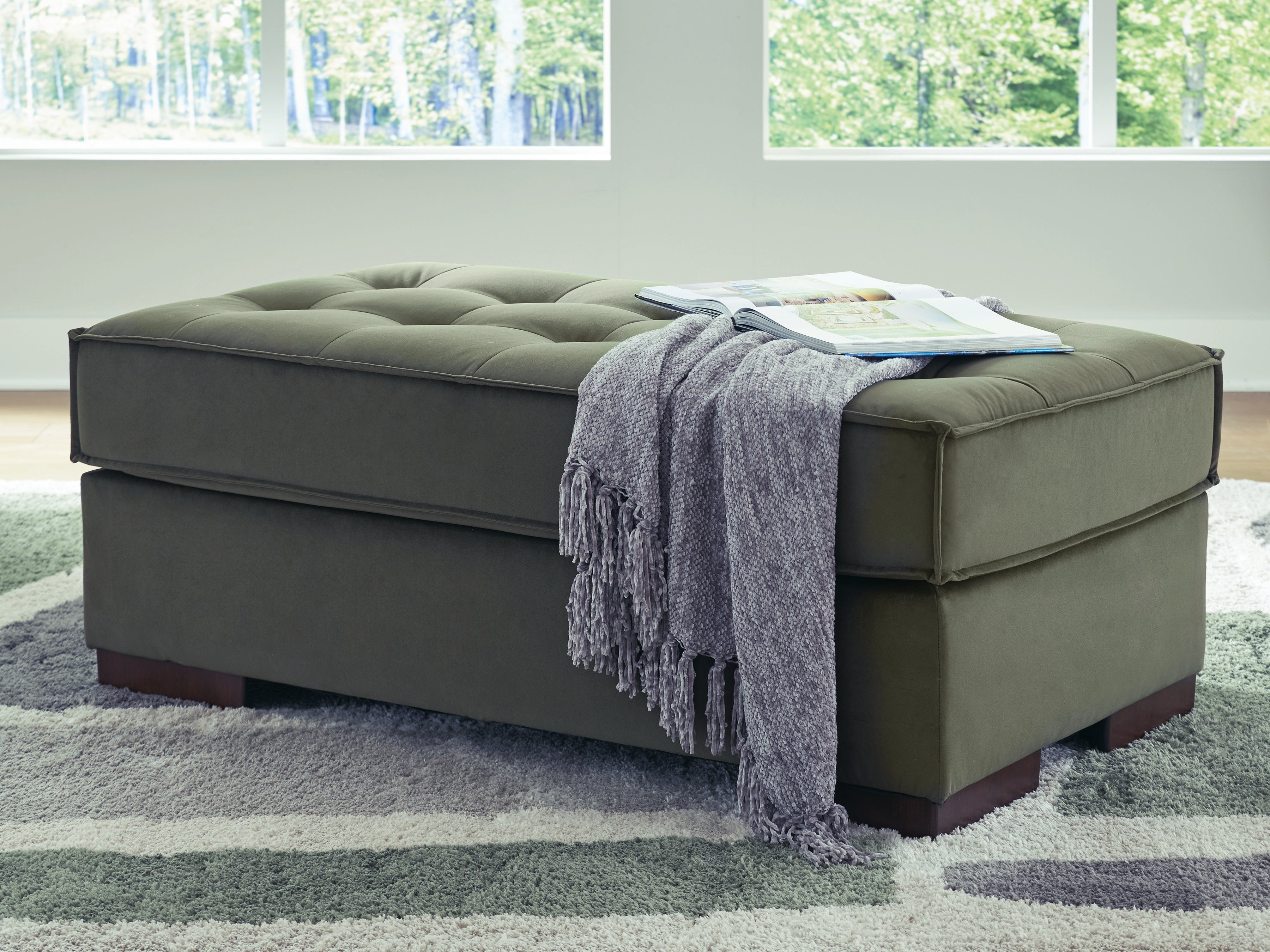 Prime Furniture - Ashley Furniture - Caspian-Town Living Room - Oversized Accent Ottoman / Olive - PC6170208