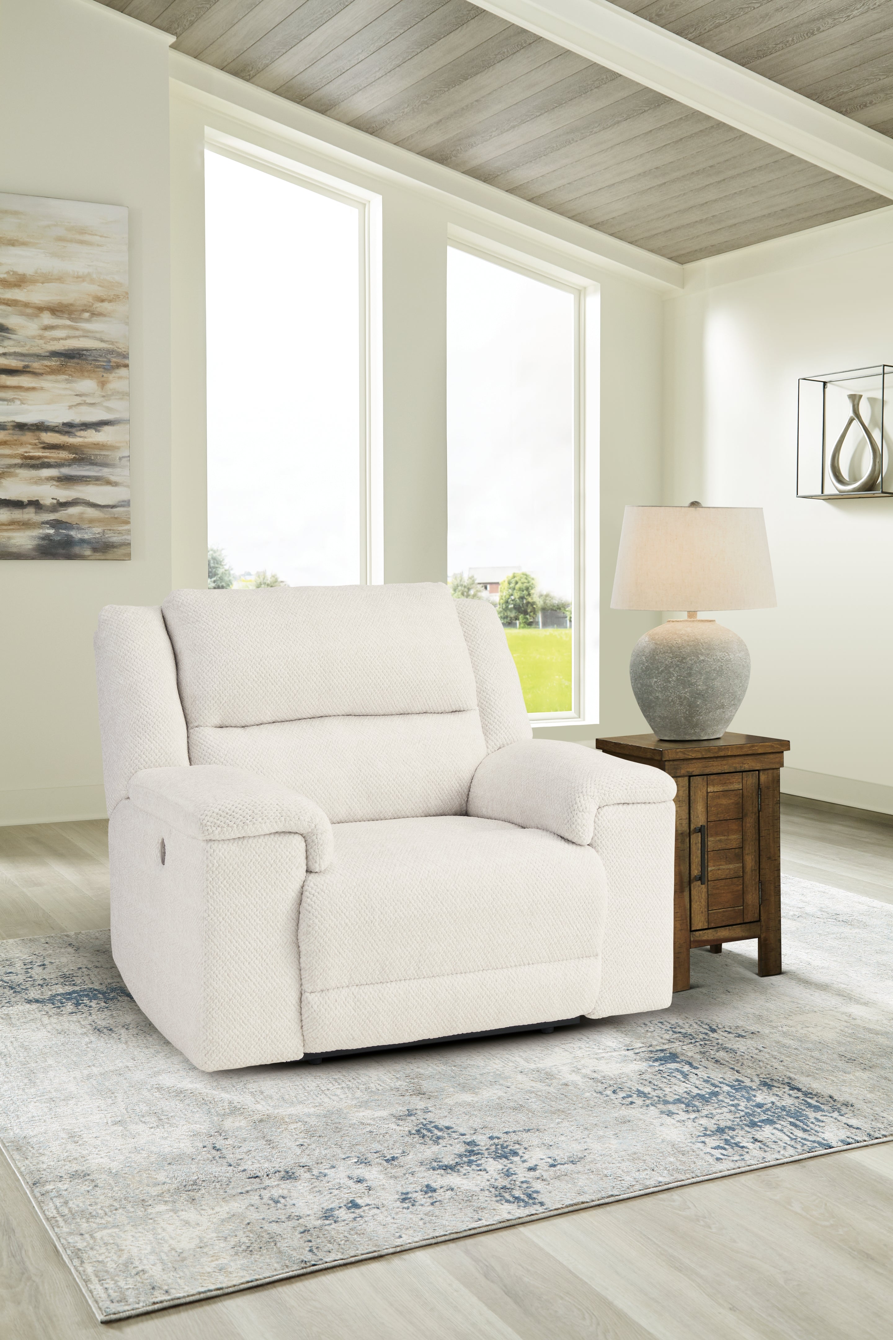 Prime Furniture - Ashley Furniture - Keensburg Living Room - Wide Seat Power Recliner / Linen - 6180782