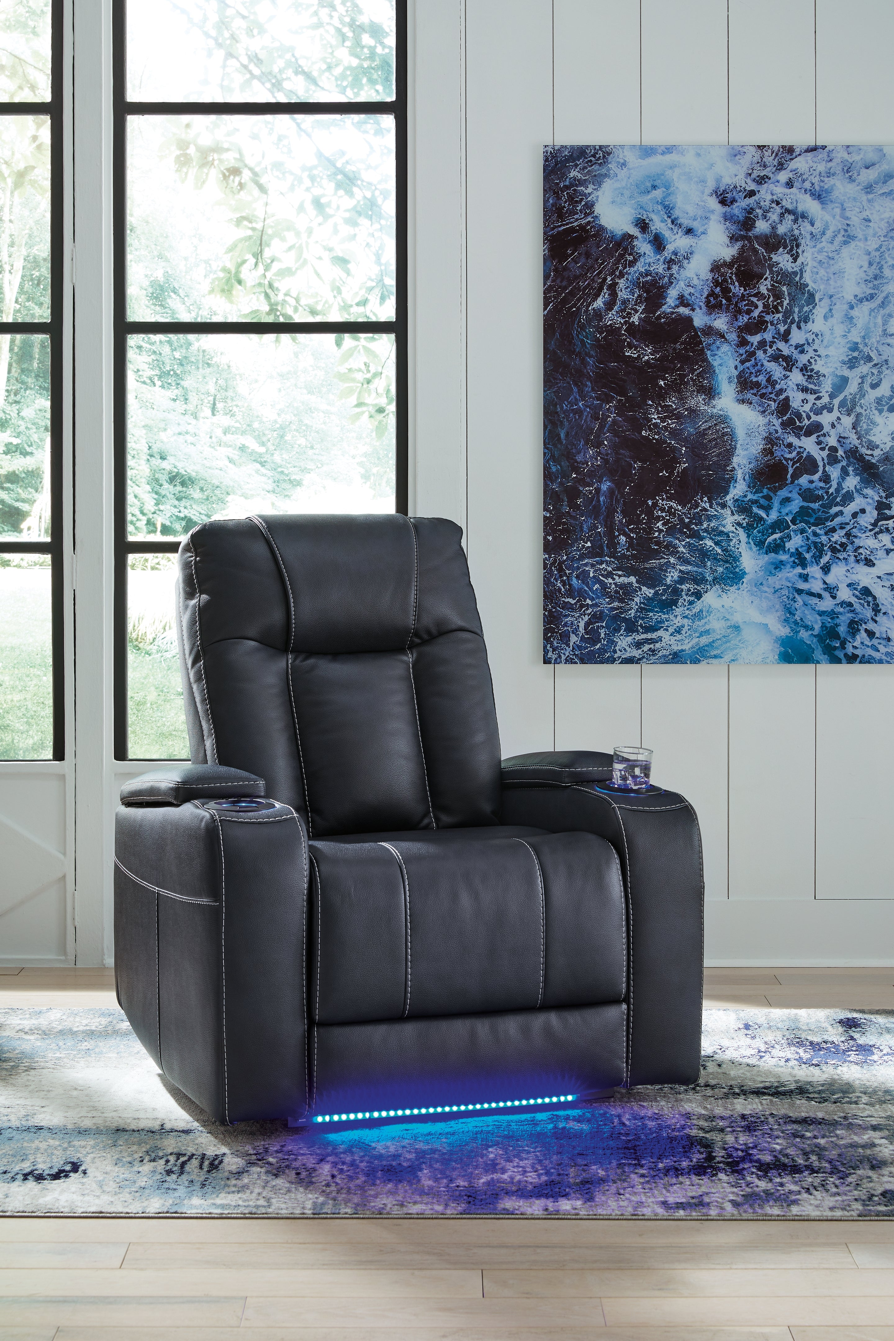 Prime Furniture - Ashley Furniture - Feazada Living Room - PWR Recliner/ADJ Headrest / Shadow - 6620513