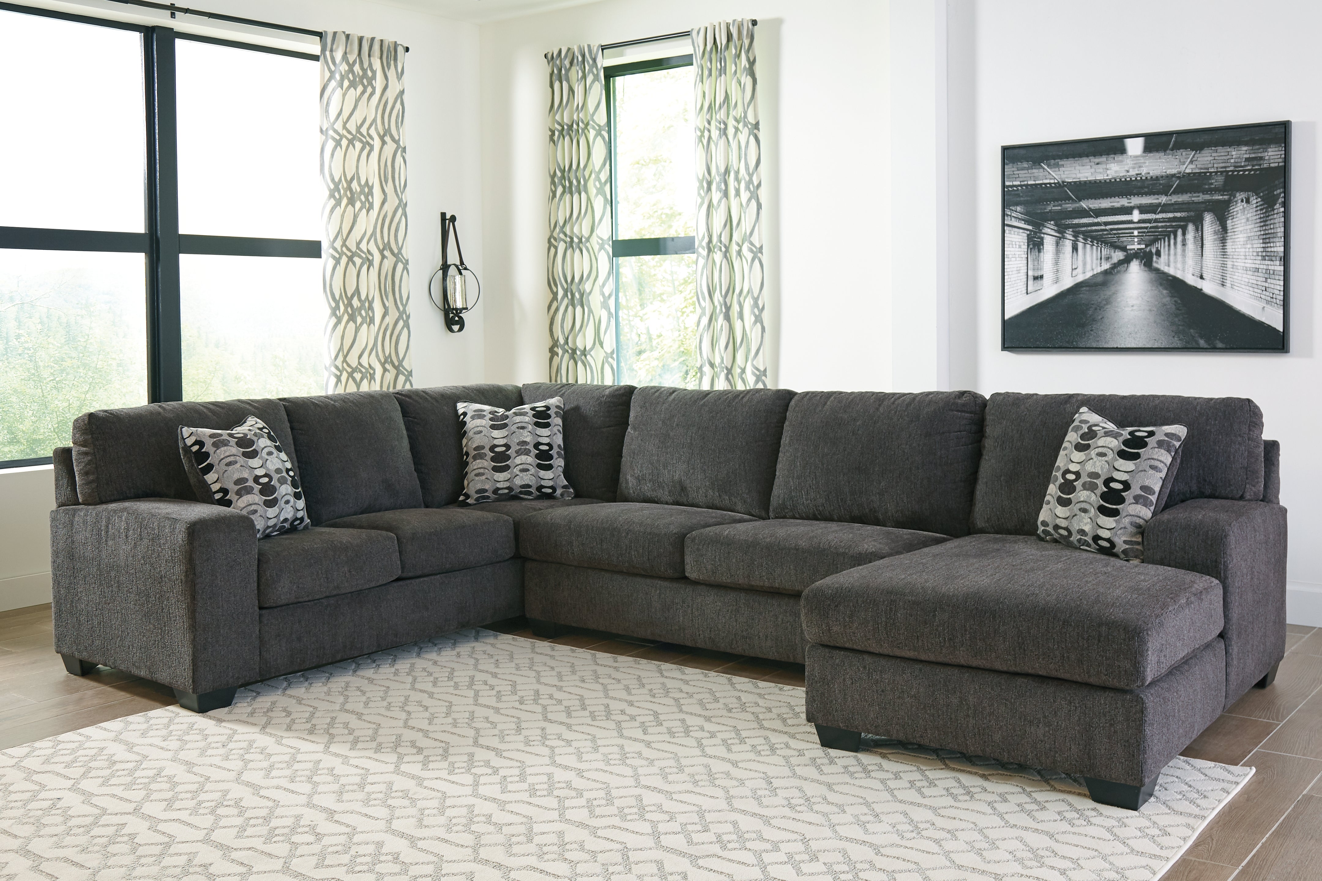 Prime Furniture - Ashley Furniture - Ballinasloe Sectional - RAF 3-Piece Sectional with Chaise / Smoke - 80703S1
