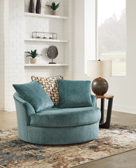 Prime Furniture - Ashley Furniture - Laylabrook Living Room - Oversized Swivel Accent Chair / Teal - 9220621