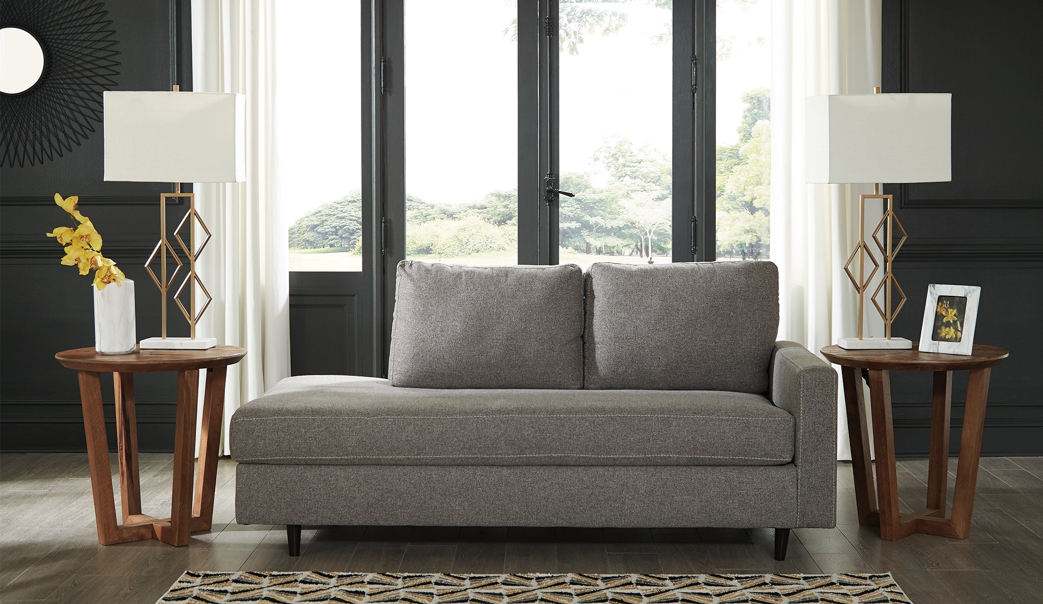Prime Furniture - Ashley Furniture - Lyman Living Room - RAF Corner Chaise / Graphite - 9330317