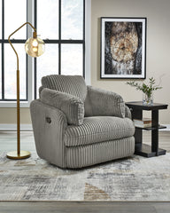 Prime Furniture - Ashley Furniture - Tie-Breaker Living Room - Swivel Glider Recliner / Ivory - 9490261