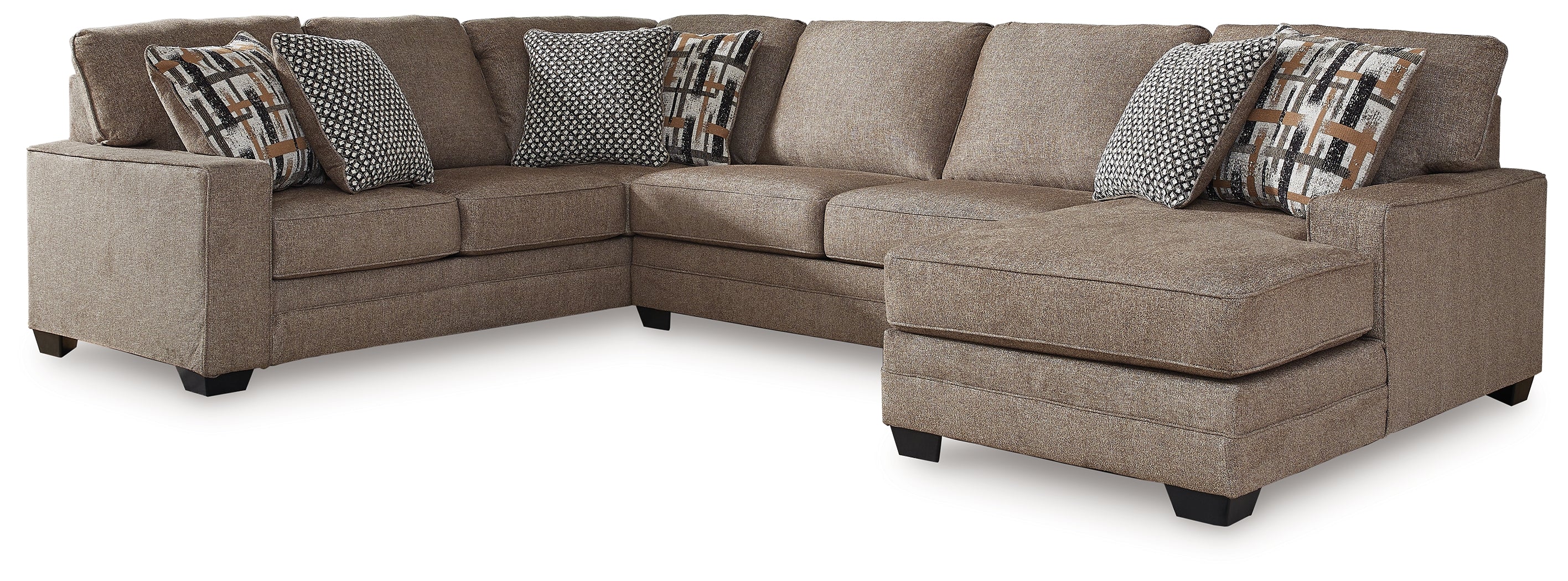 Prime Furniture - Ashley Furniture - Cannonbrook Sectional - RAF 3-Piece Sectional with Chaise / Nutmeg - 98201S1