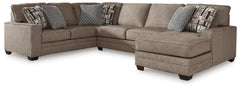 Prime Furniture - Ashley Furniture - Cannonbrook Sectional - RAF 3-Piece Sectional with Chaise / Nutmeg - 98201S1