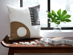 Prime Furniture - Ashley Furniture - Longsum Pillows - Pillow / Black/White/Honey - A1000927P