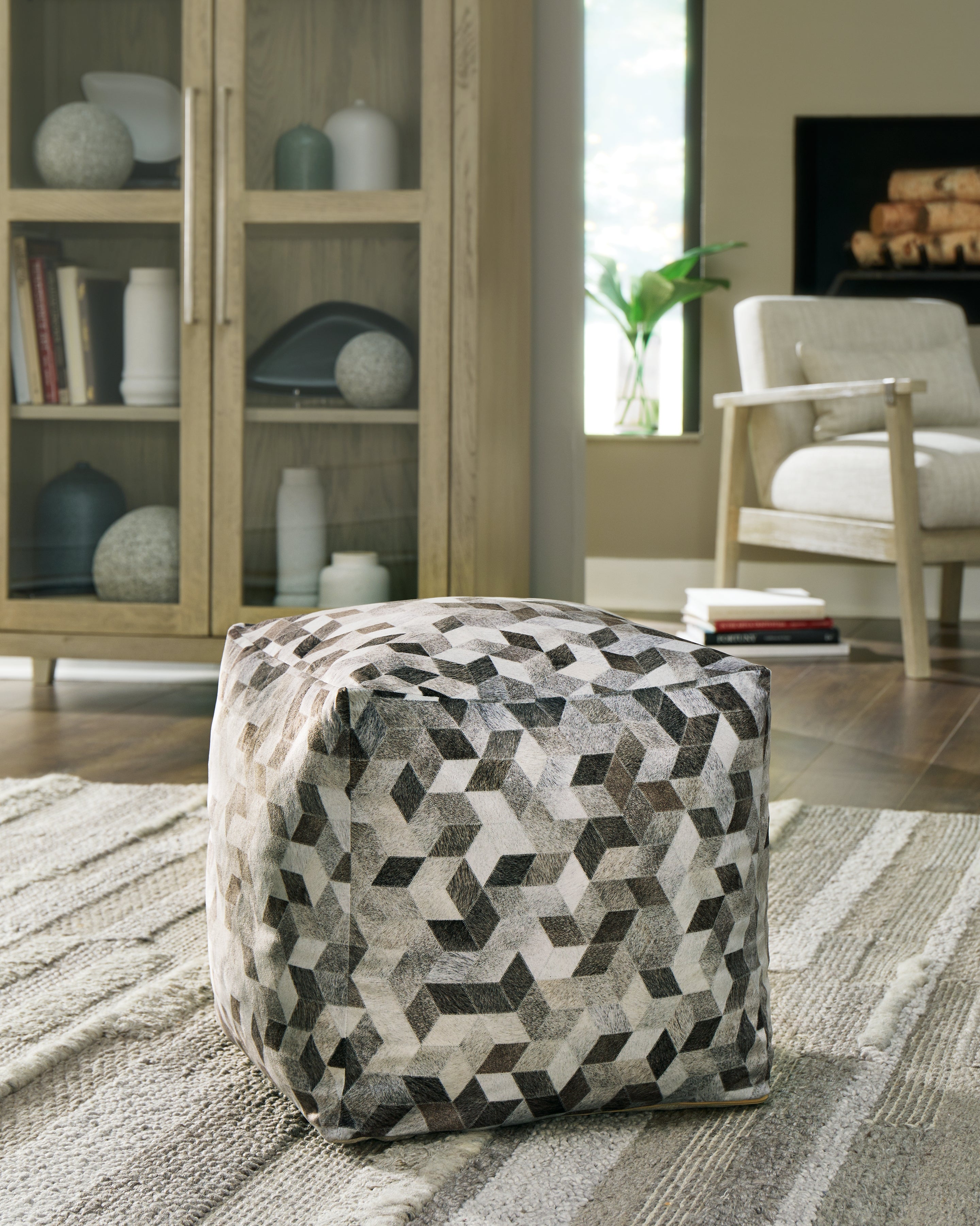 Prime Furniture - Ashley Furniture - Albermarle Pouf - Pouf / Gray/Brown - A1000983