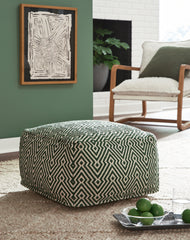 Prime Furniture - Ashley Furniture - Abacy Pouf - Pouf / Green/Ivory - A1001053