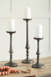 Prime Furniture - Ashley Furniture - Eravell Candle Holder - Candle Holder Set (3/CN) / Pewter Finish - A2000584