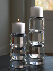 Prime Furniture - Ashley Furniture - Brentley Candle Holder - Candle Holder Set (Set of 2) / Clear/Silver Finish - A2000770