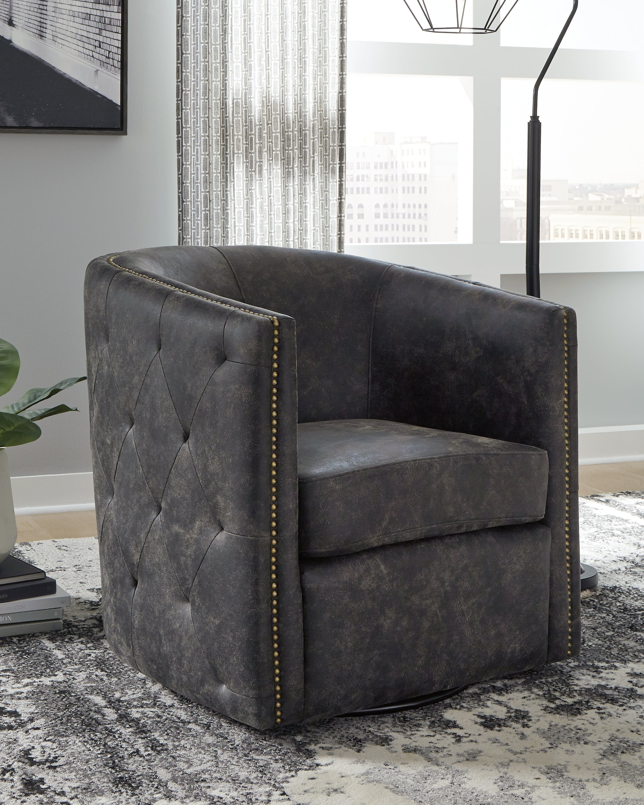 Prime Furniture - Ashley Furniture - Brentlow Swivel Accent Chair - Swivel Accent Chair / Granite - A3000741