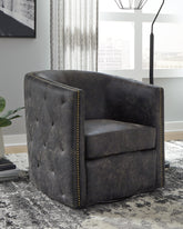 Prime Furniture - Ashley Furniture - Brentlow Swivel Accent Chair - Swivel Accent Chair / Granite - A3000741