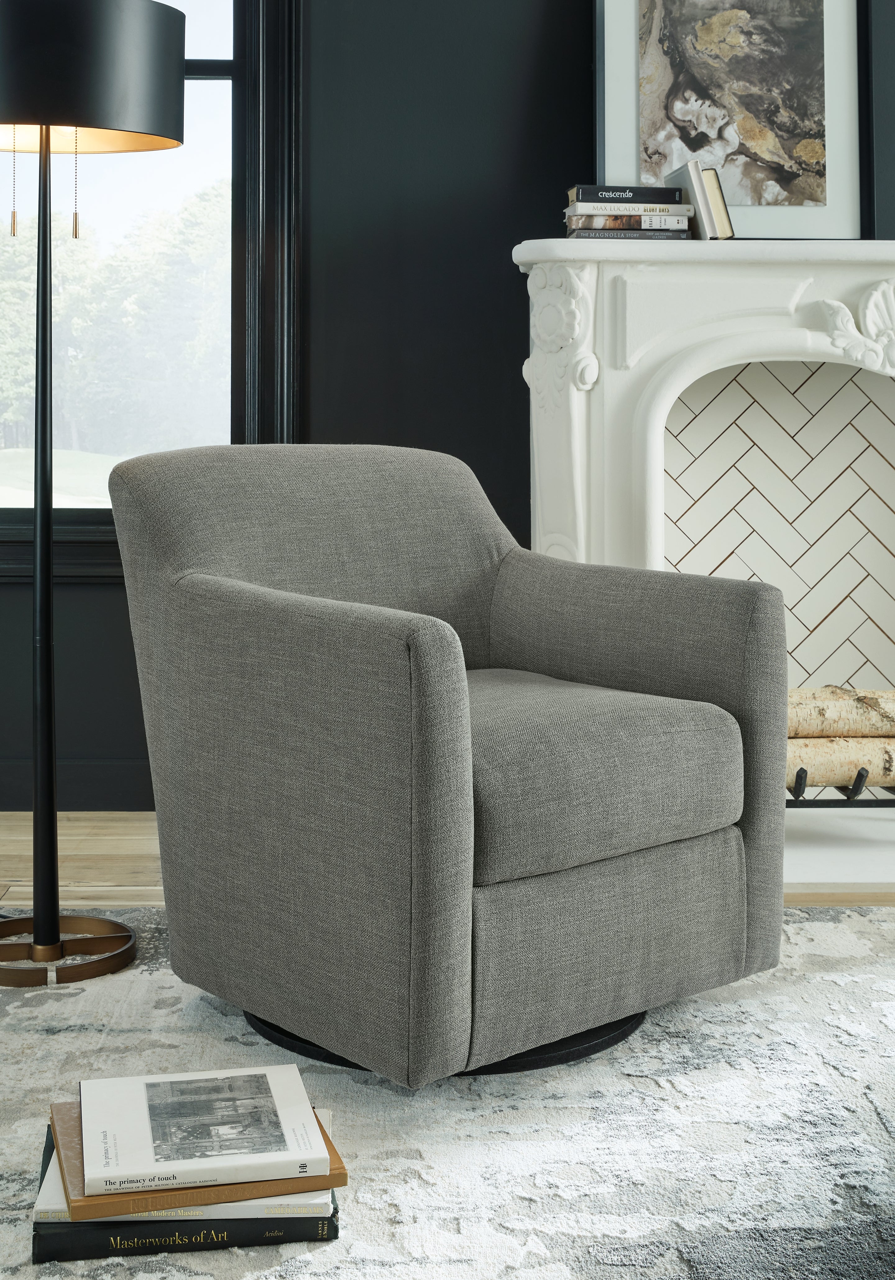 Prime Furniture - Ashley Furniture - Bradney Swivel Accent Chair - Swivel Accent Chair / Fossil - A3000324