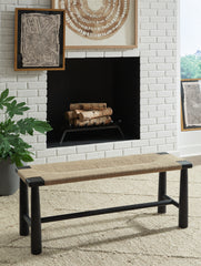 Prime Furniture - Ashley Furniture - Acerman Accent Bench - Accent Bench / Black/Natural / 48"W x 16"D x 18"H - A3000684