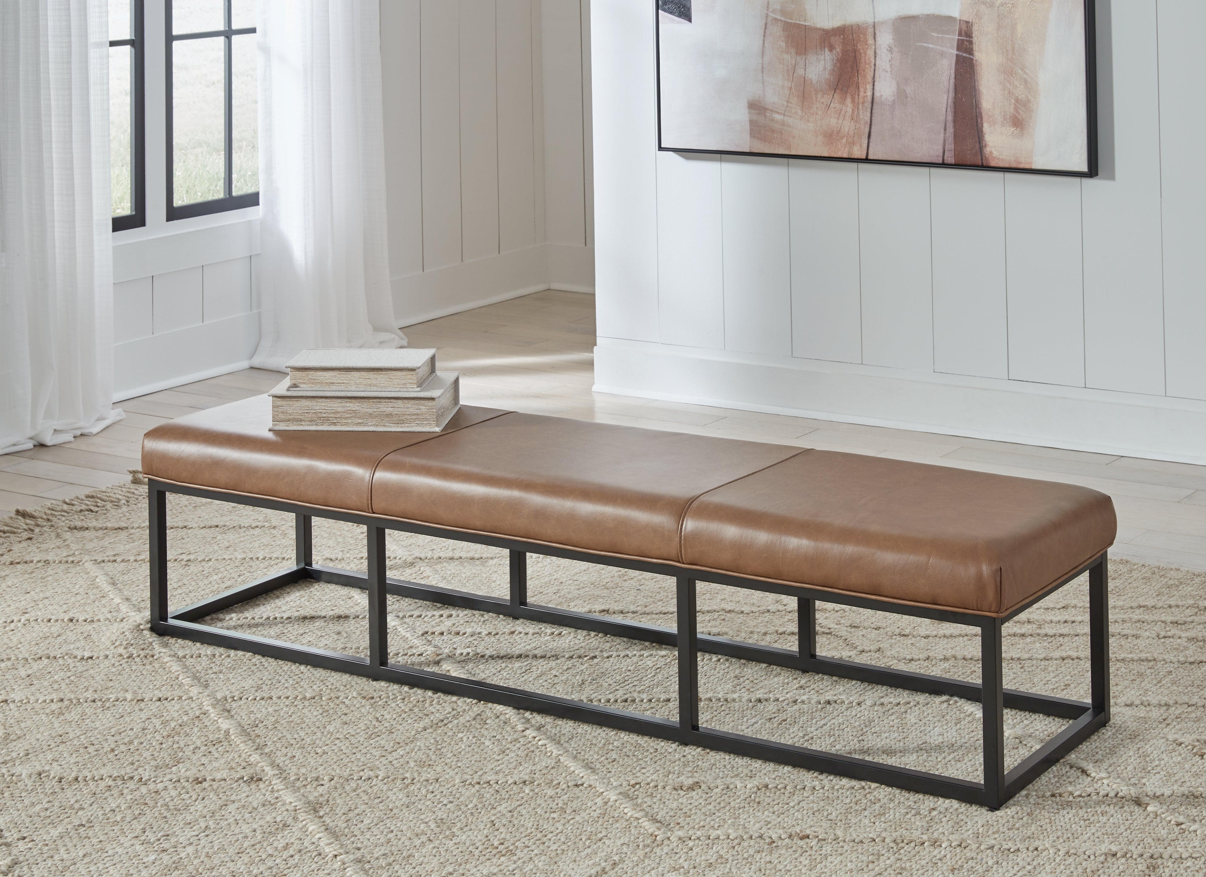 Prime Furniture - Ashley Furniture - Joston Accent Bench - Accent Bench / Caramel / 71"W x 19"D x 16"H - A3000693