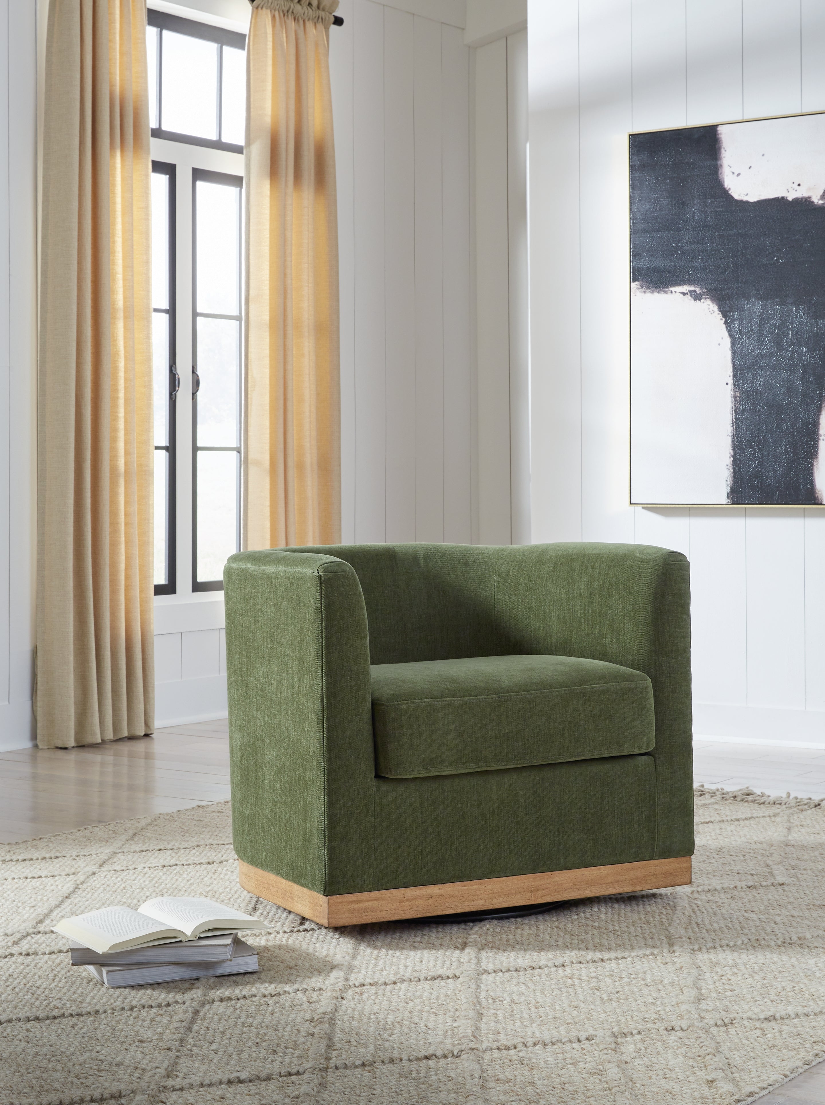 Prime Furniture - Ashley Furniture - Jersonlow Swivel Accent Chair - Swivel Accent Chair / Forest Green - A3000696