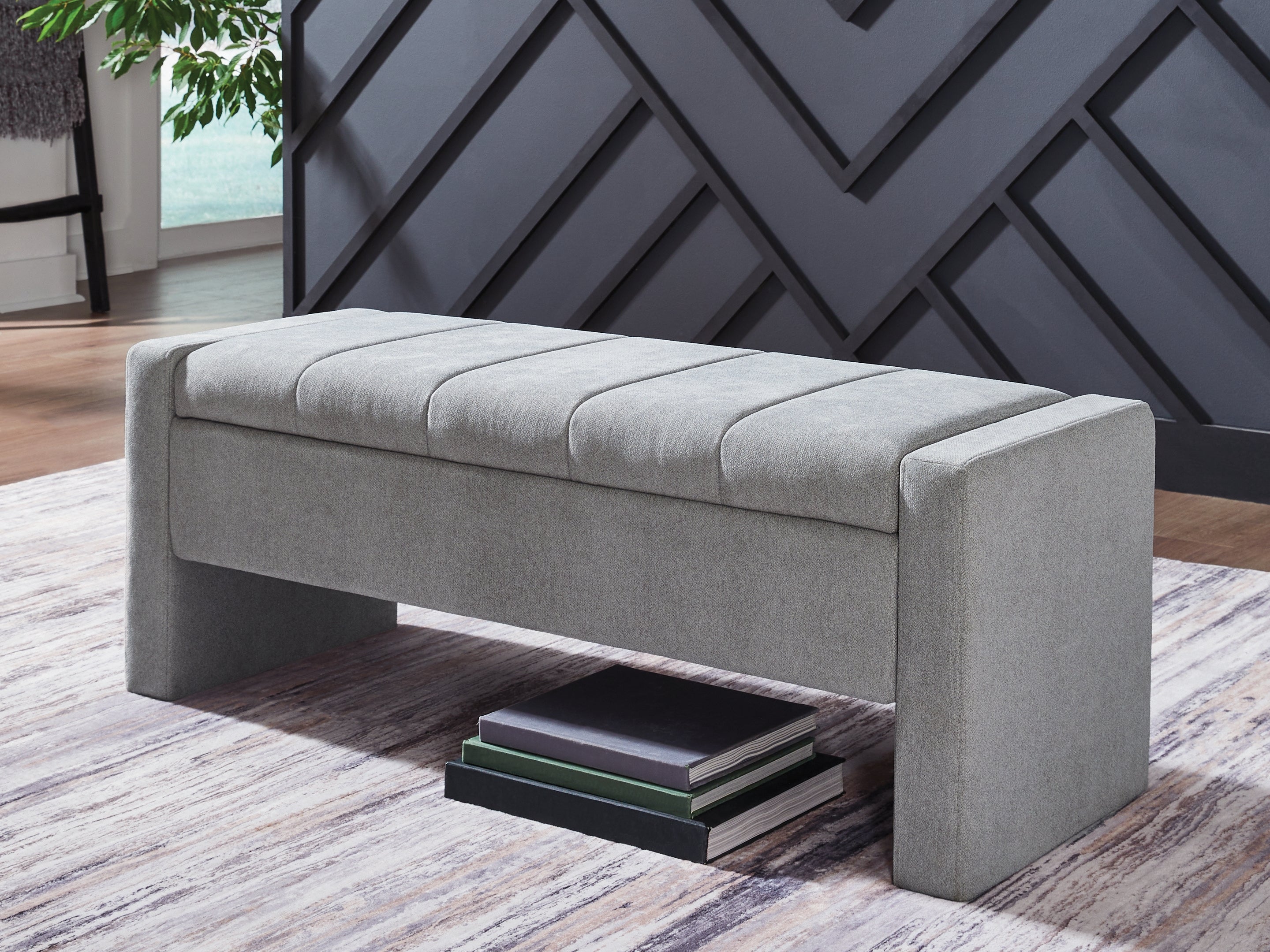 Prime Furniture - Ashley Furniture - Akselman Storage Bench - Storage Bench / Gray / 50"W x 19"D x 19"H - A3000744