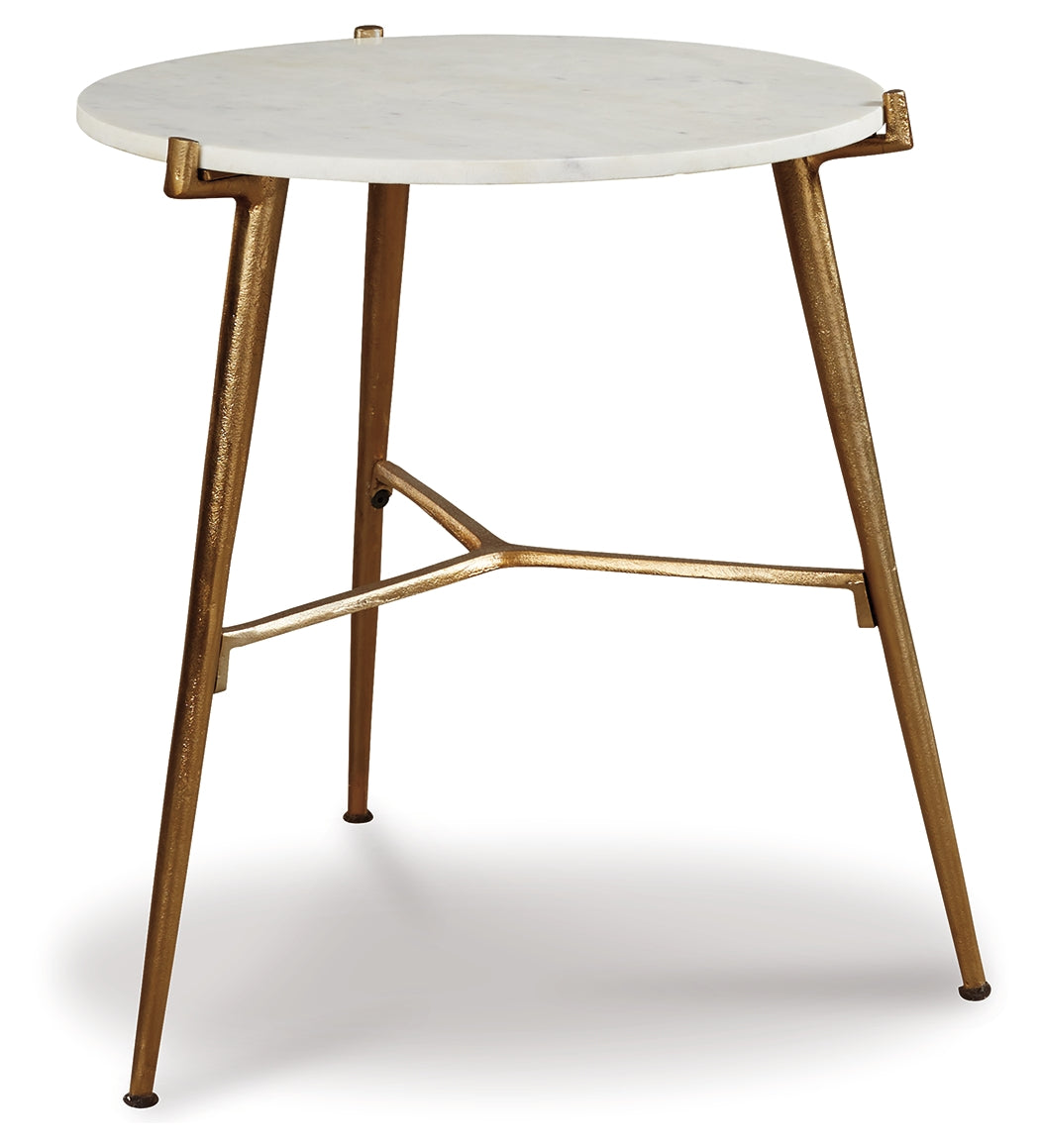Prime Furniture - Ashley Furniture - Chadton Accent Table - Accent Table / White/Gold Finish - A4000004