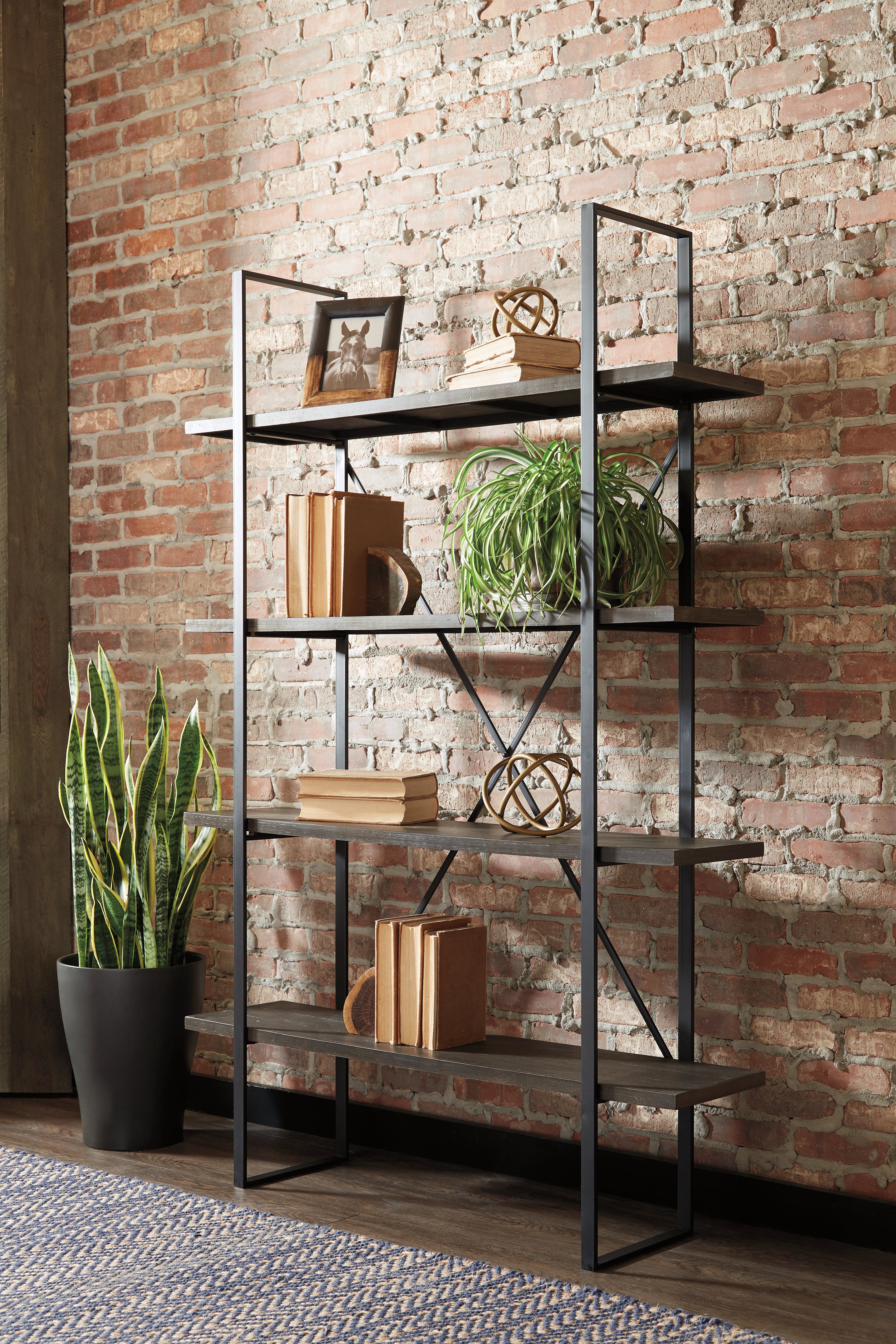 Prime Furniture - Ashley Furniture - Gilesgrove Bookcase - Bookcase / Black/Gray - A4000017