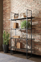 Prime Furniture - Ashley Furniture - Gilesgrove Bookcase - Bookcase / Black/Gray - A4000017