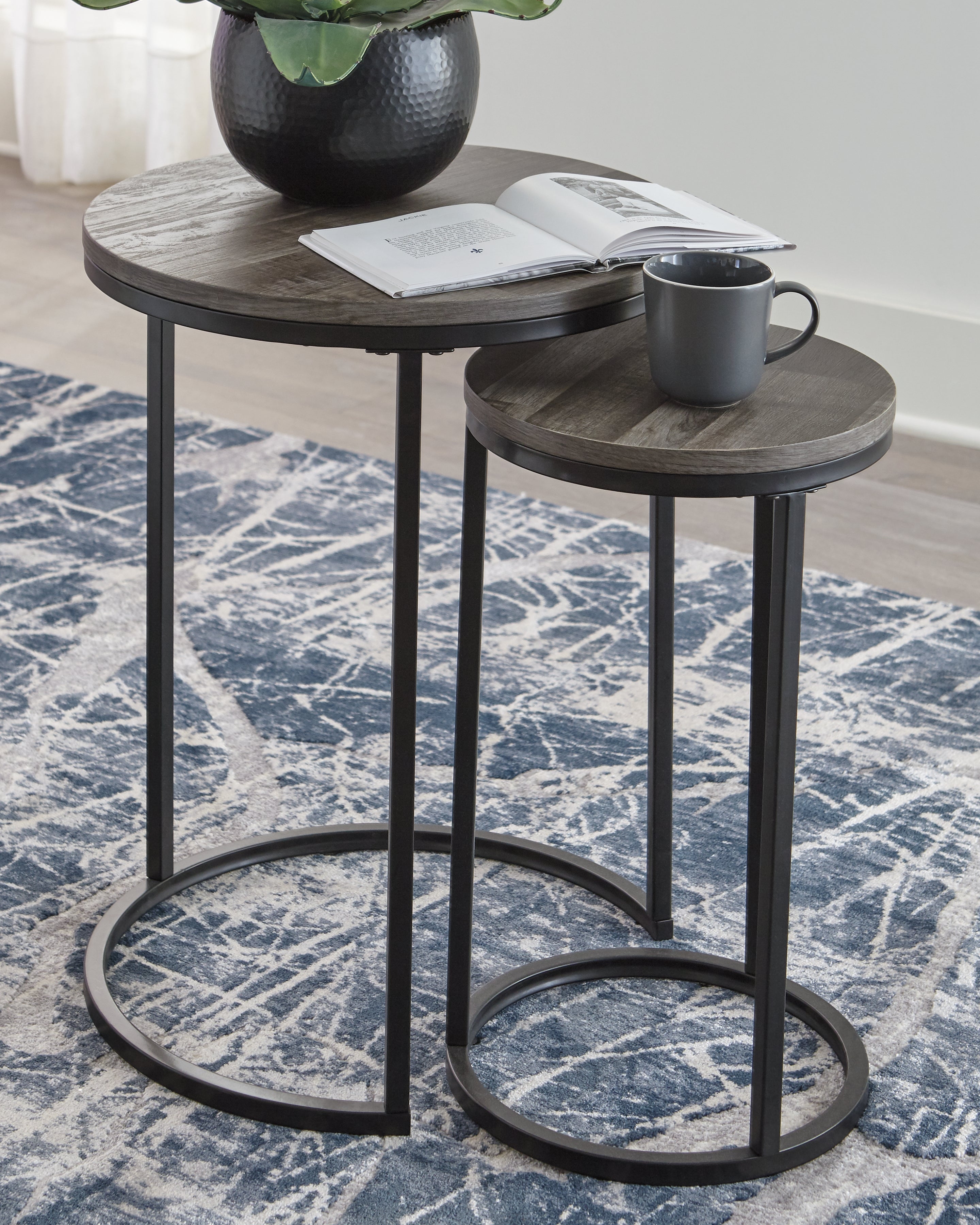 Prime Furniture - Ashley Furniture - Briarsboro Accent Table (Set of 2) - Accent Table Set (Set of 2) / Black/Gray - A4000231