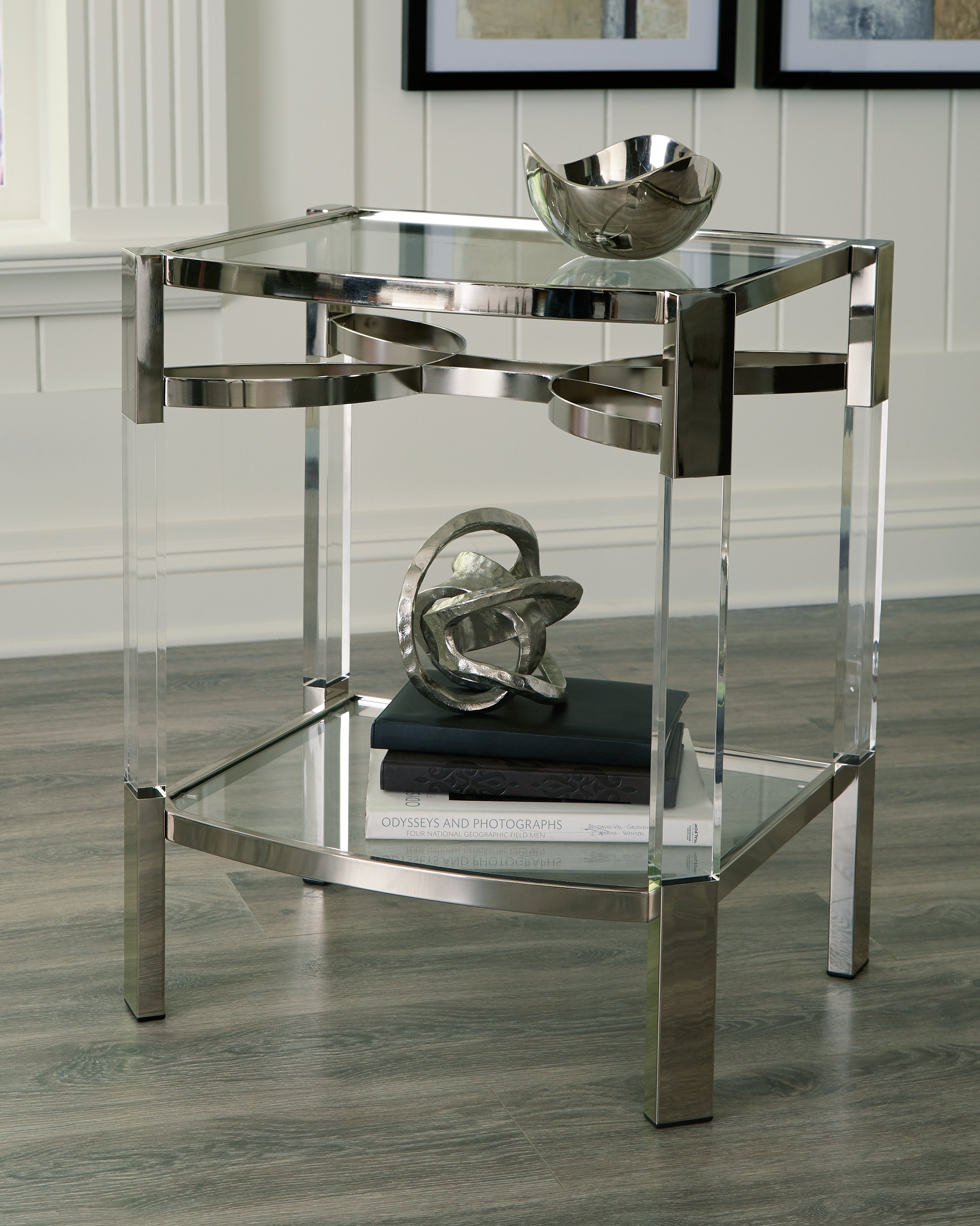 Prime Furniture - Ashley Furniture - Chaseton Accent Table - Accent Table / Clear/Silver Finish - A4000334