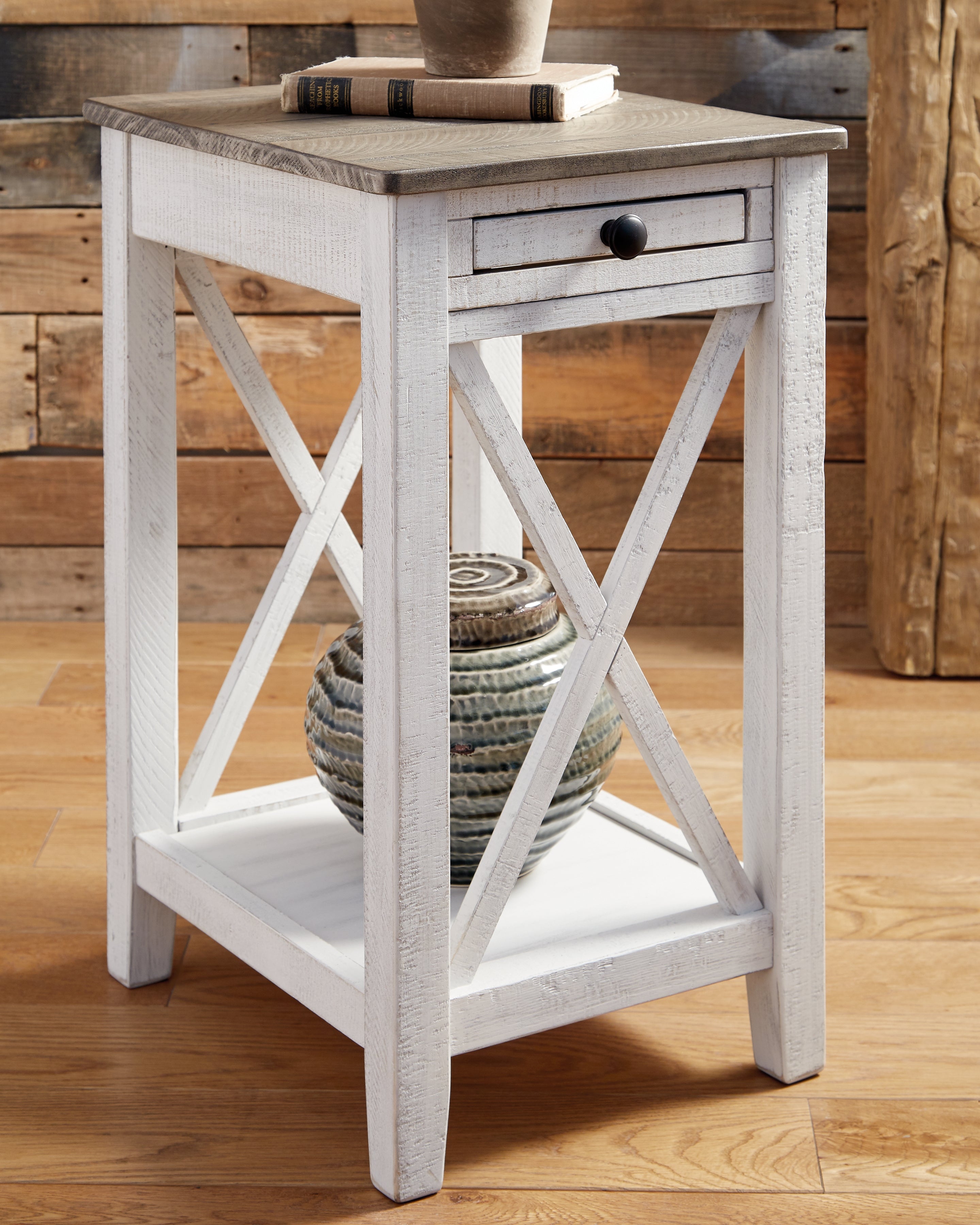 Prime Furniture - Ashley Furniture - Adalane Accent Table - Accent Table / White/Gray - A4000374