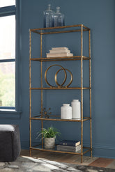 Prime Furniture - Ashley Furniture - Ryandale Bookcase - Bookcase / Antique Brass Finish - A4000441