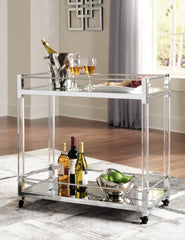Prime Furniture - Ashley Furniture - Chaseton Bar Cart - Bar Cart / Clear/Silver Finish - A4000501