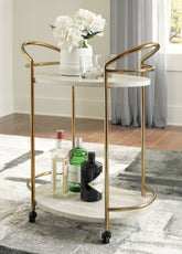Prime Furniture - Ashley Furniture - Tarica Bar Cart - Bar Cart / Cream/Gold Finish - A4000502