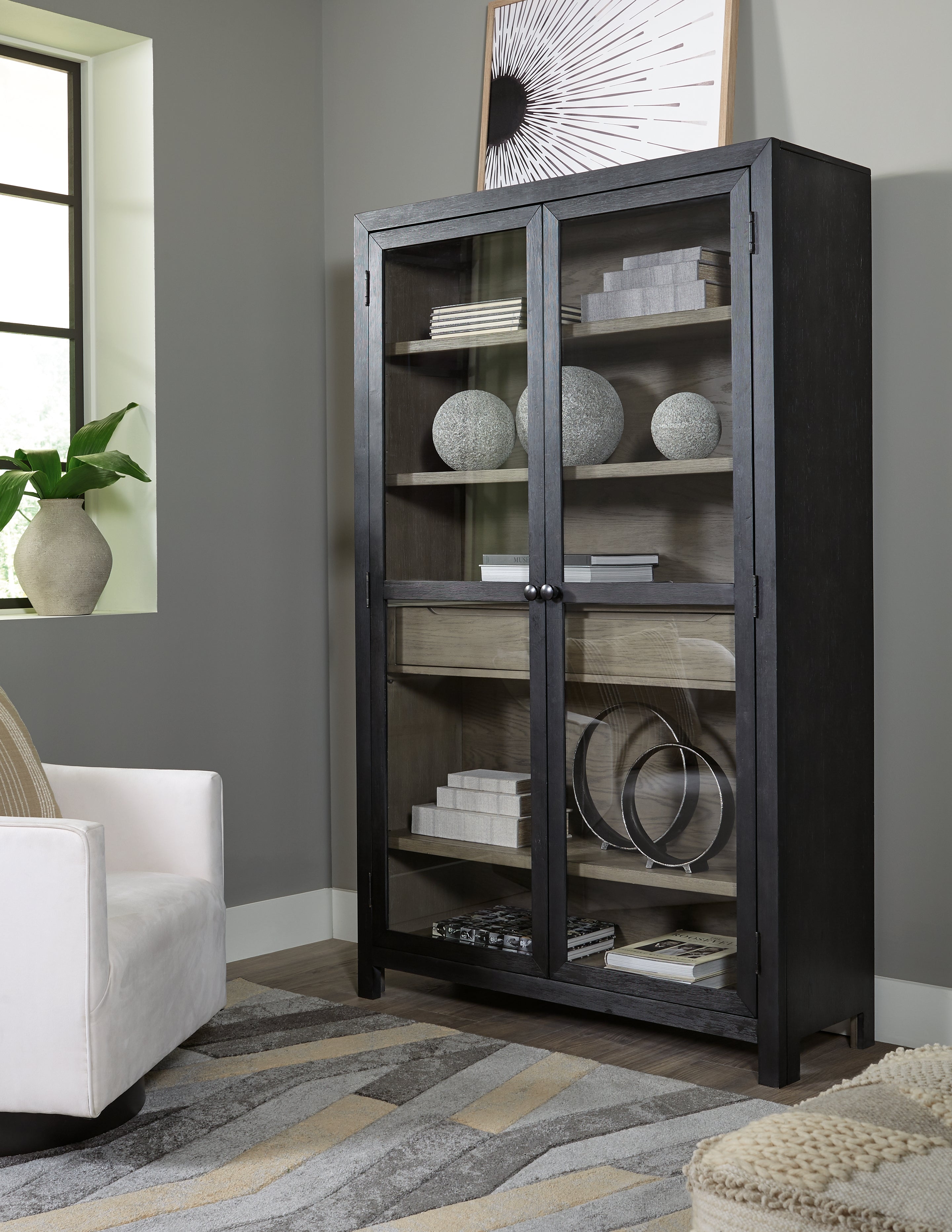 Prime Furniture - Ashley Furniture - Lenston Accent Cabinet - Accent Cabinet / Black/Gray - A4000507