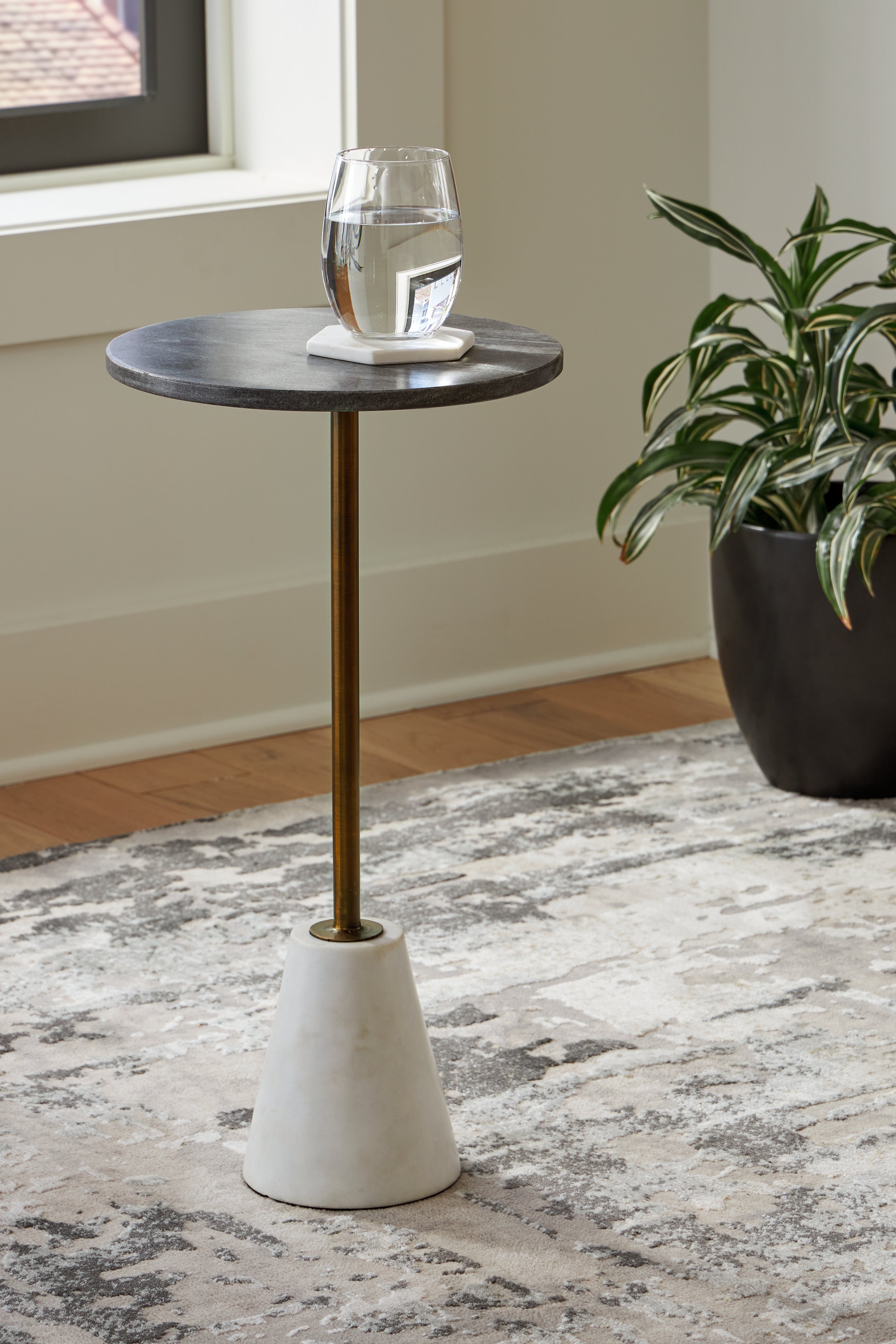 Prime Furniture - Ashley Furniture - Caramont Accent Table - Accent Table / Black/White/Gold Finish - A4000540