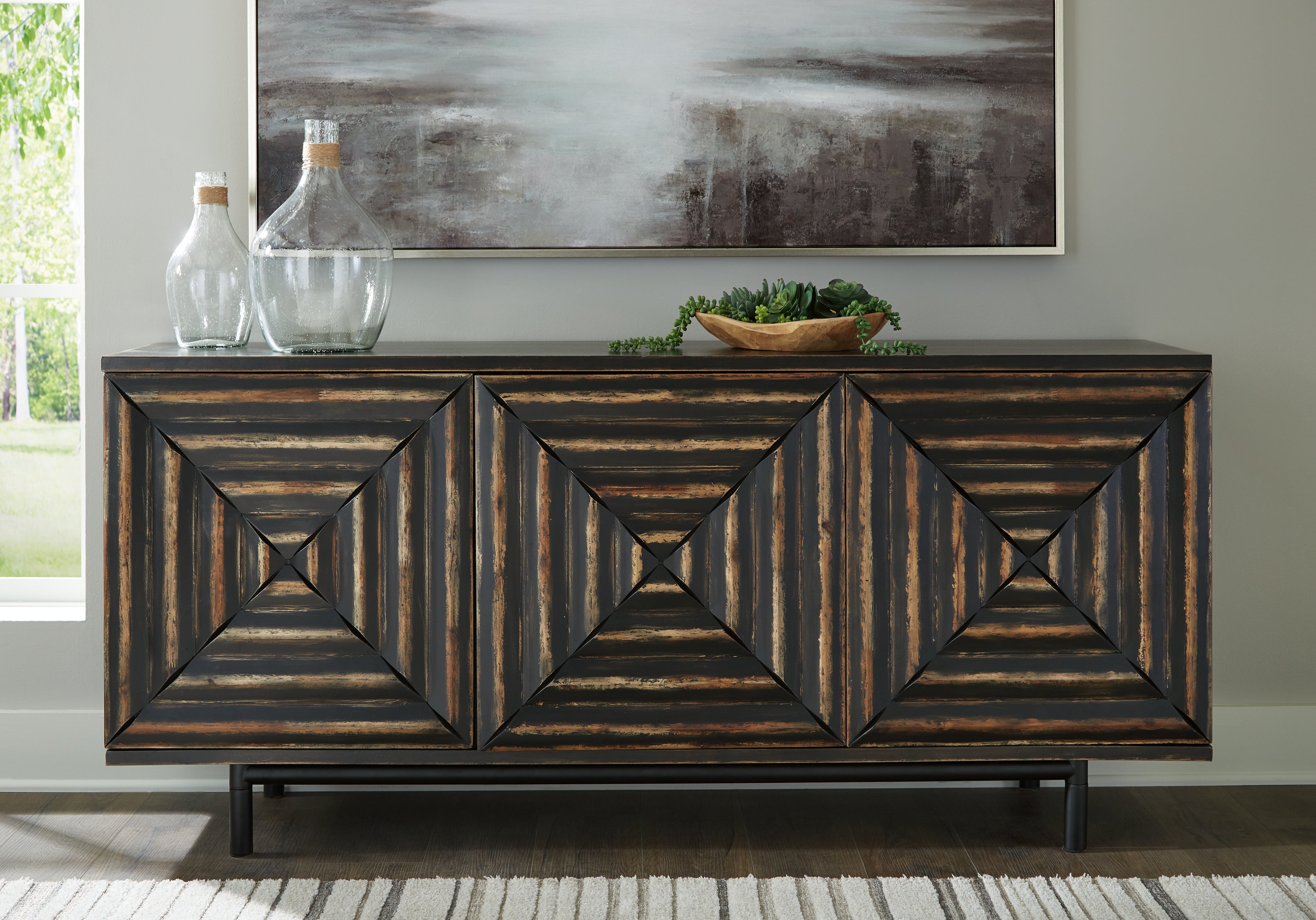 Prime Furniture - Ashley Furniture - Fair Ridge Accent Cabinet - Accent Cabinet / Distressed Black - A4000573