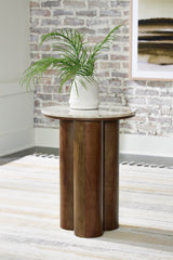 Prime Furniture - Ashley Furniture - Henfield Accent Table - Accent Table / Beige/Brown - A4000623